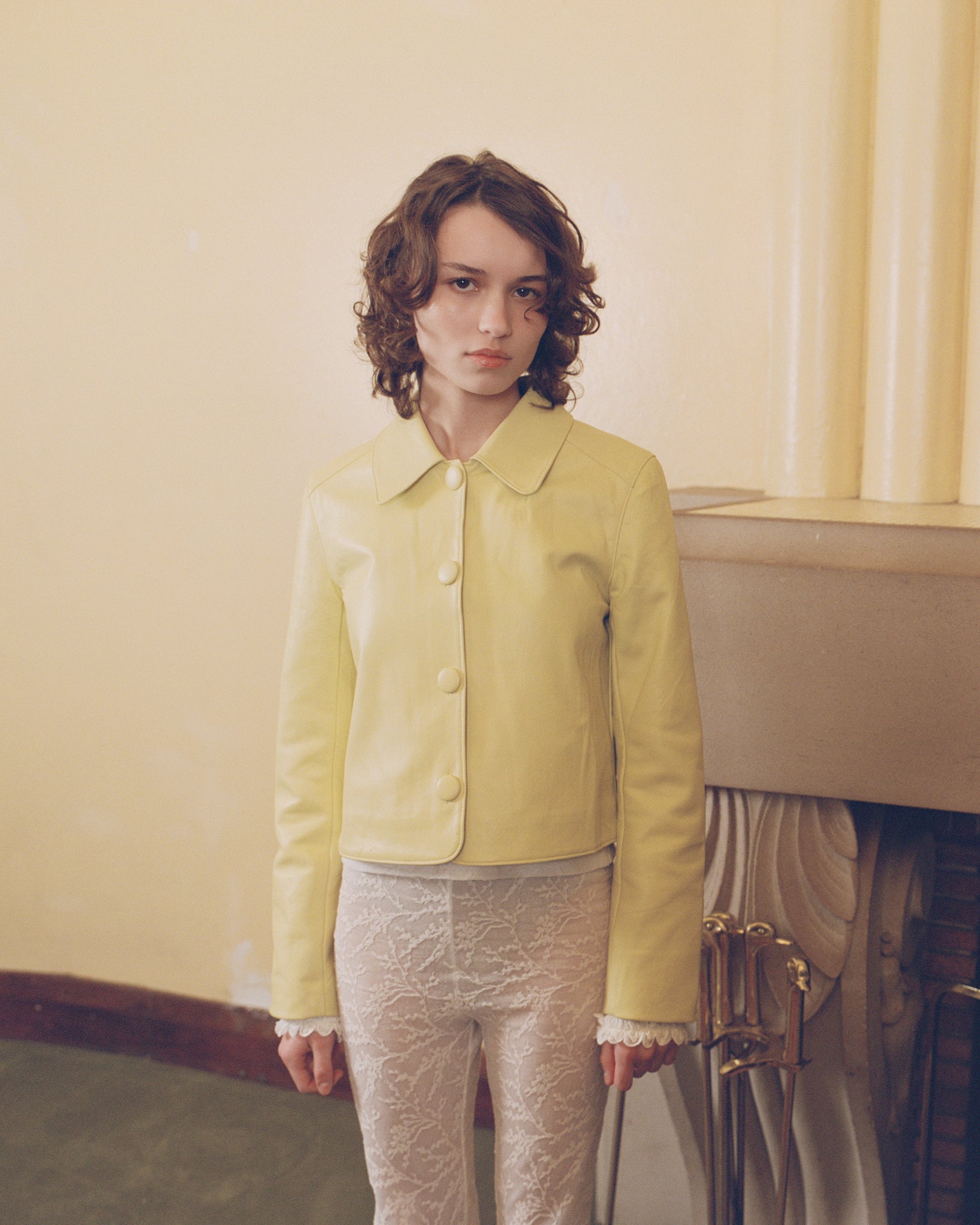 Buttoned Sheepskin Jacket - Marigold