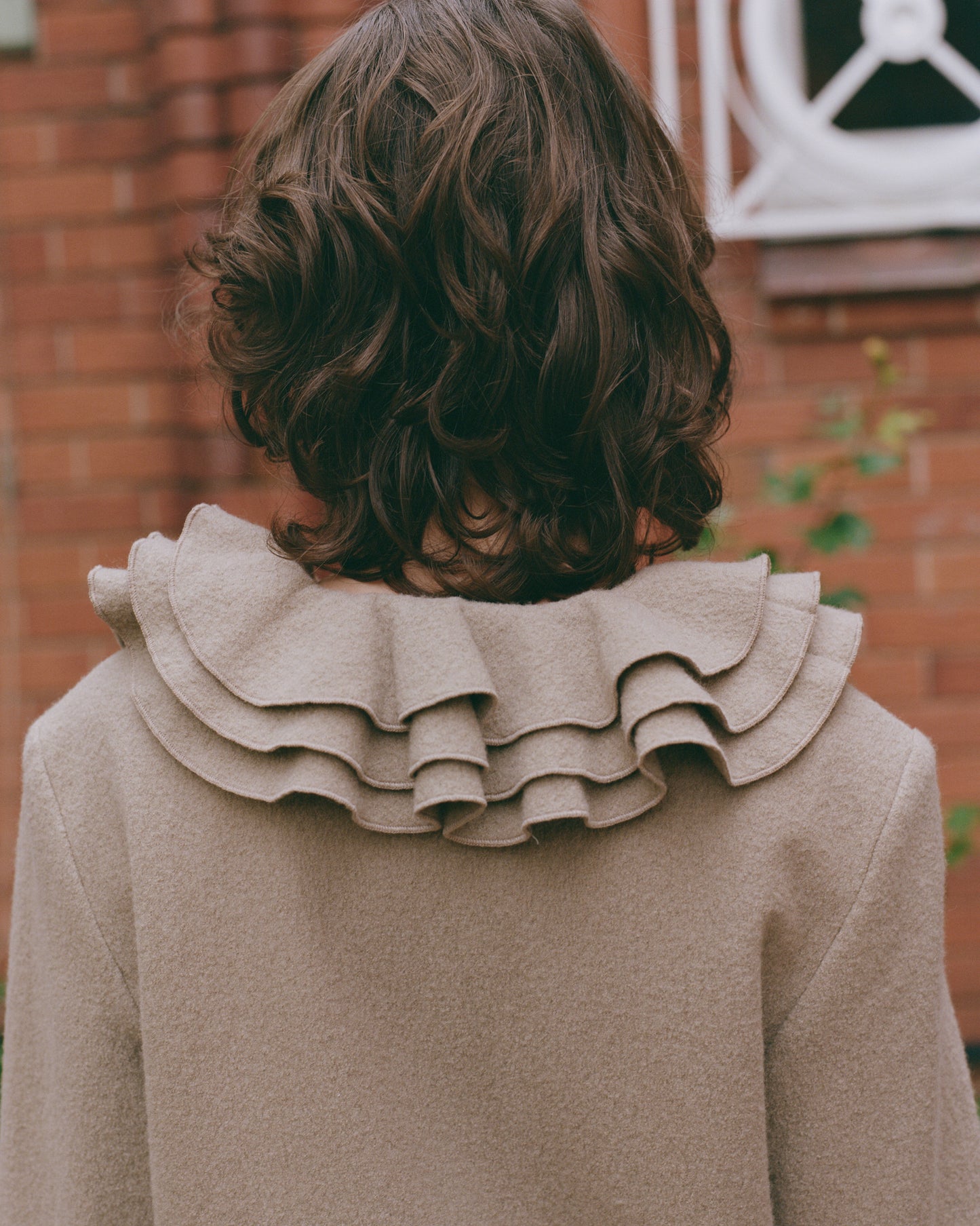 Wool Frill Neck Jacket - Fawn