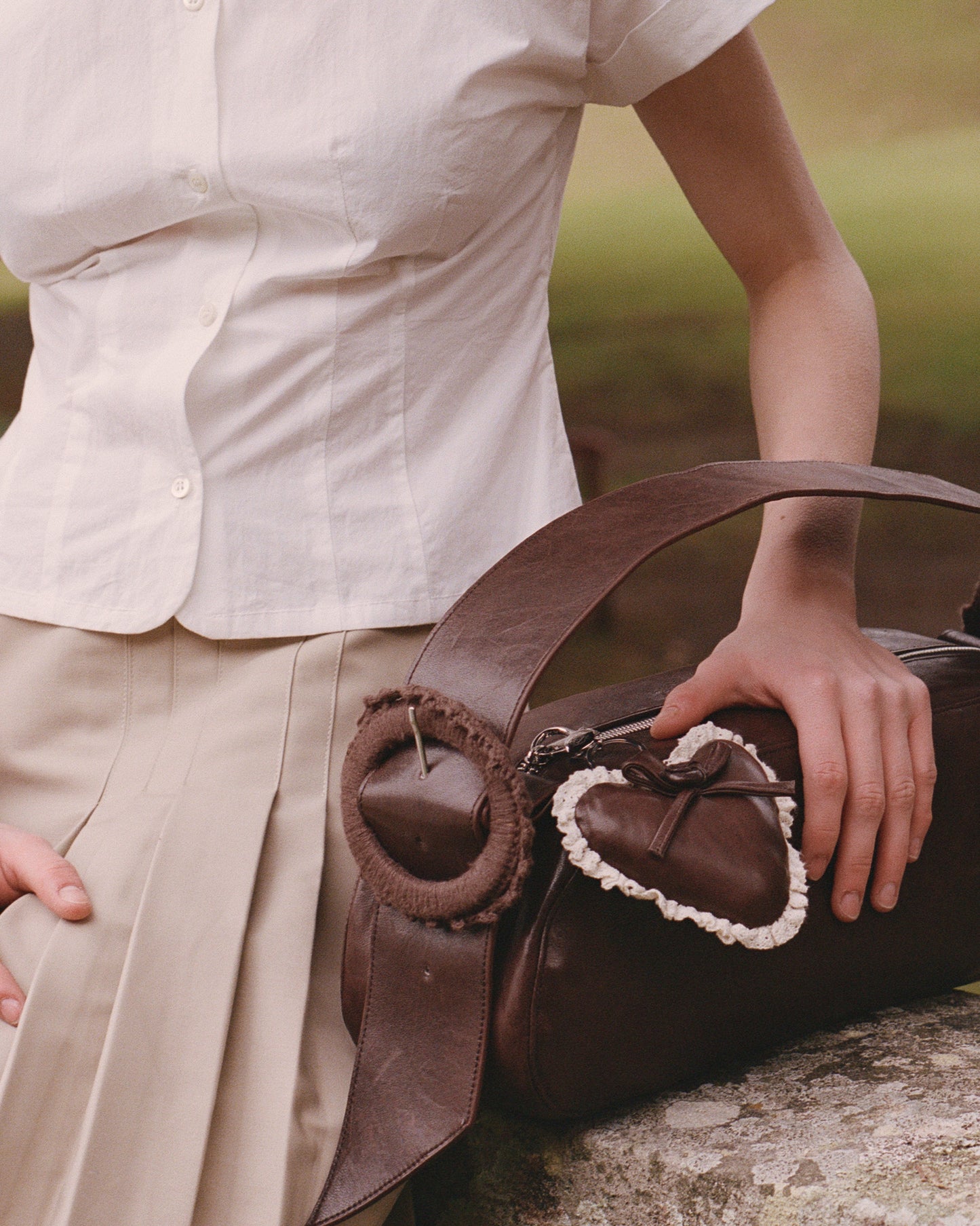 Rosette Heart Keychain - Saddle