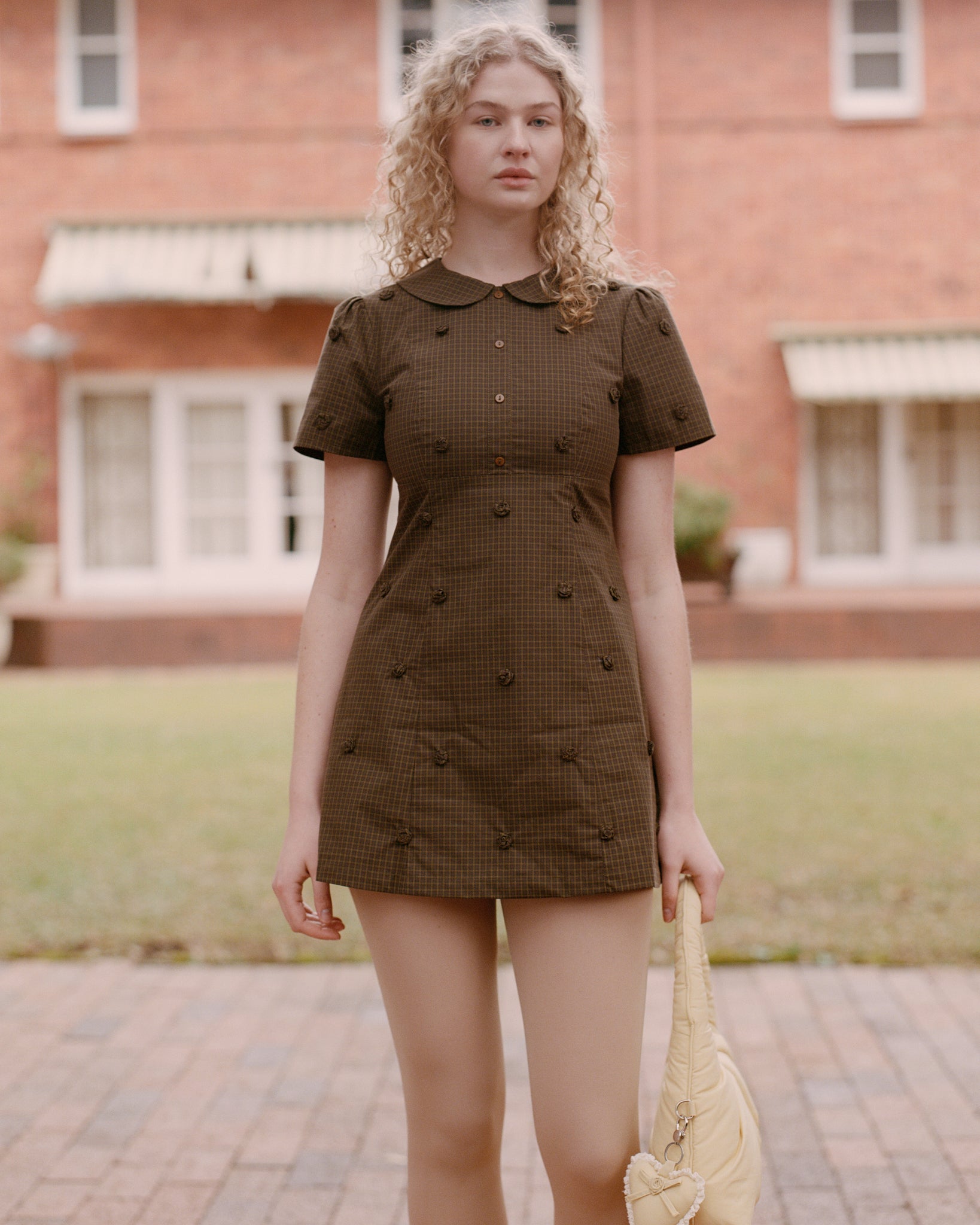 Dresses: Rosette Check Mini Dress - Ivy Check - My mum made it M Dresses: Rosette Check Mini Dress - Ivy Check - My mum made it M