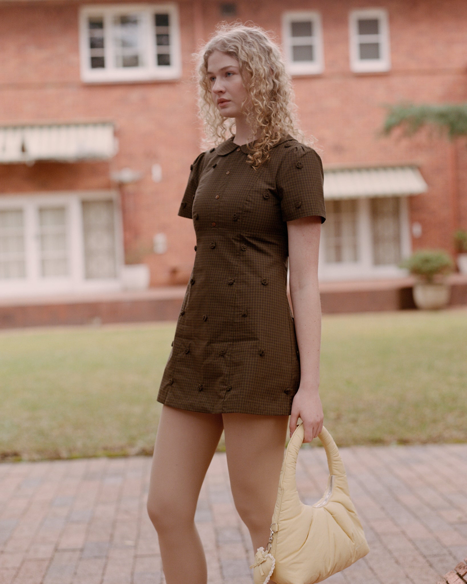 Dresses: Rosette Check Mini Dress - Ivy Check - My mum made it M Dresses: Rosette Check Mini Dress - Ivy Check - My mum made it M