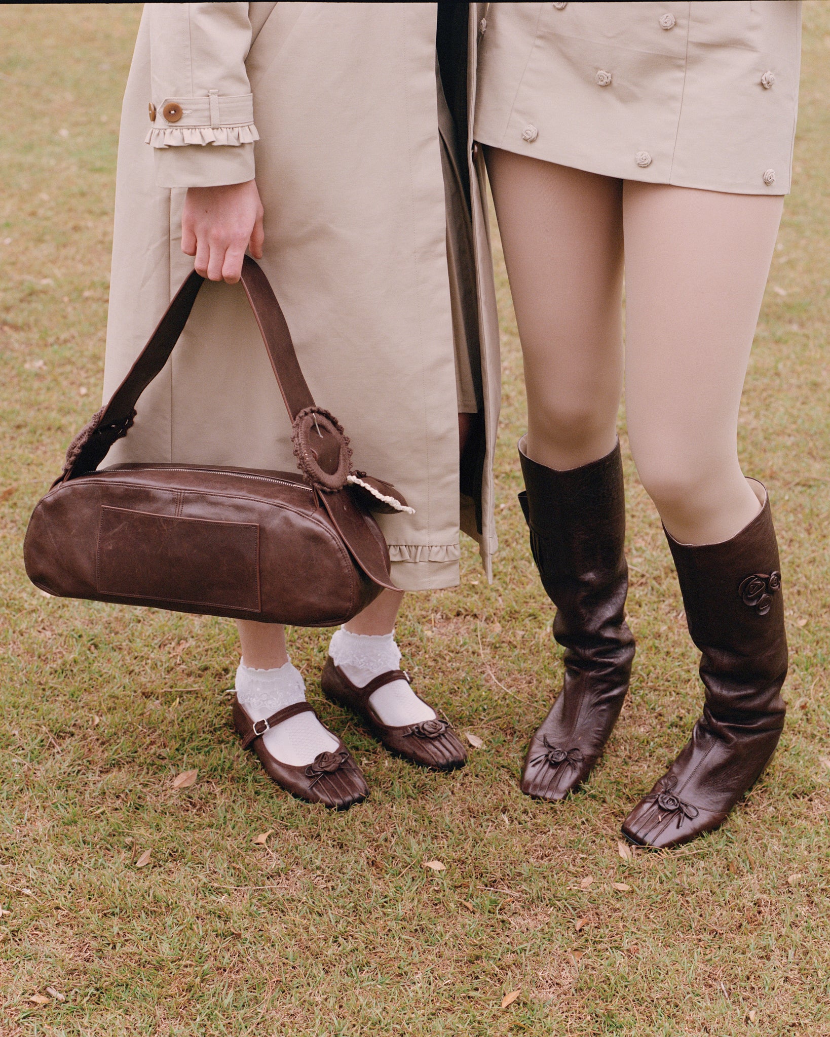 Sheepskin Crochet Buckle Bag - Saddle
