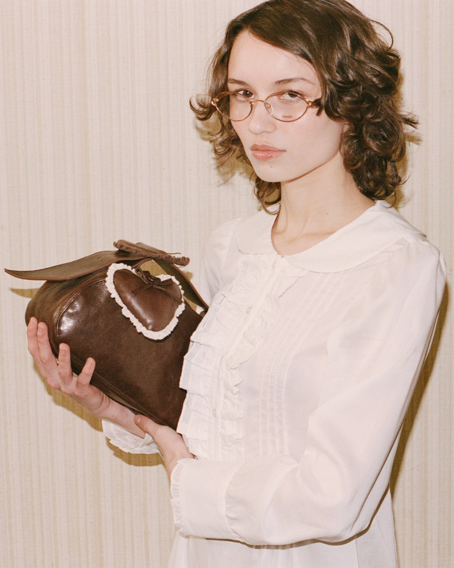 Sheepskin Crochet Buckle Bag - Saddle