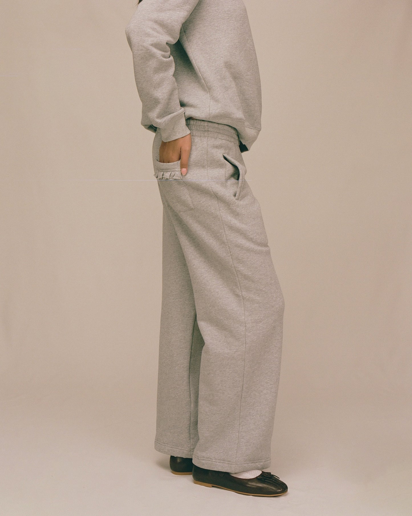 Frill Fleece Lounge Pants - Grey