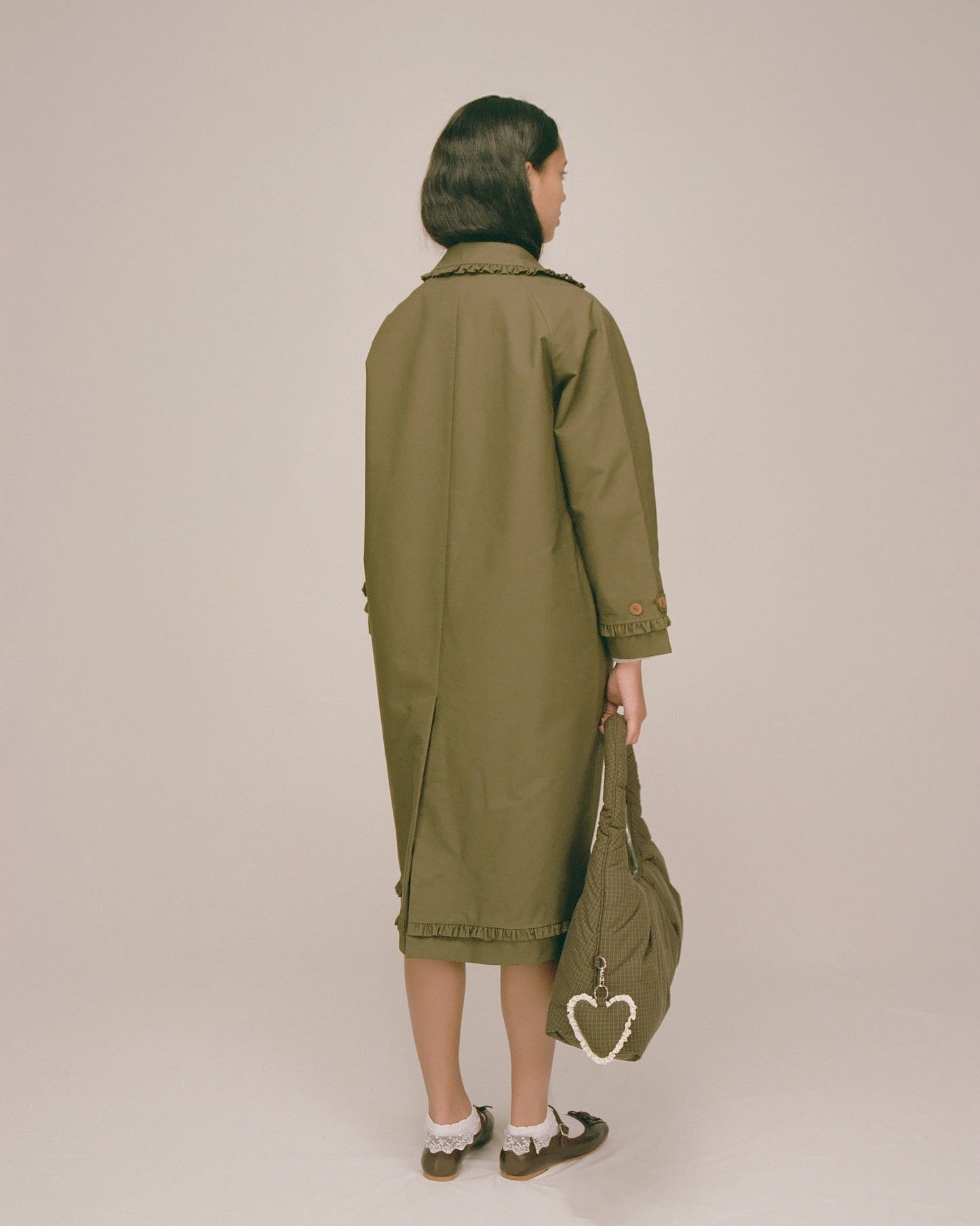 Tailored Gather Trench Coat - Eucalyptus