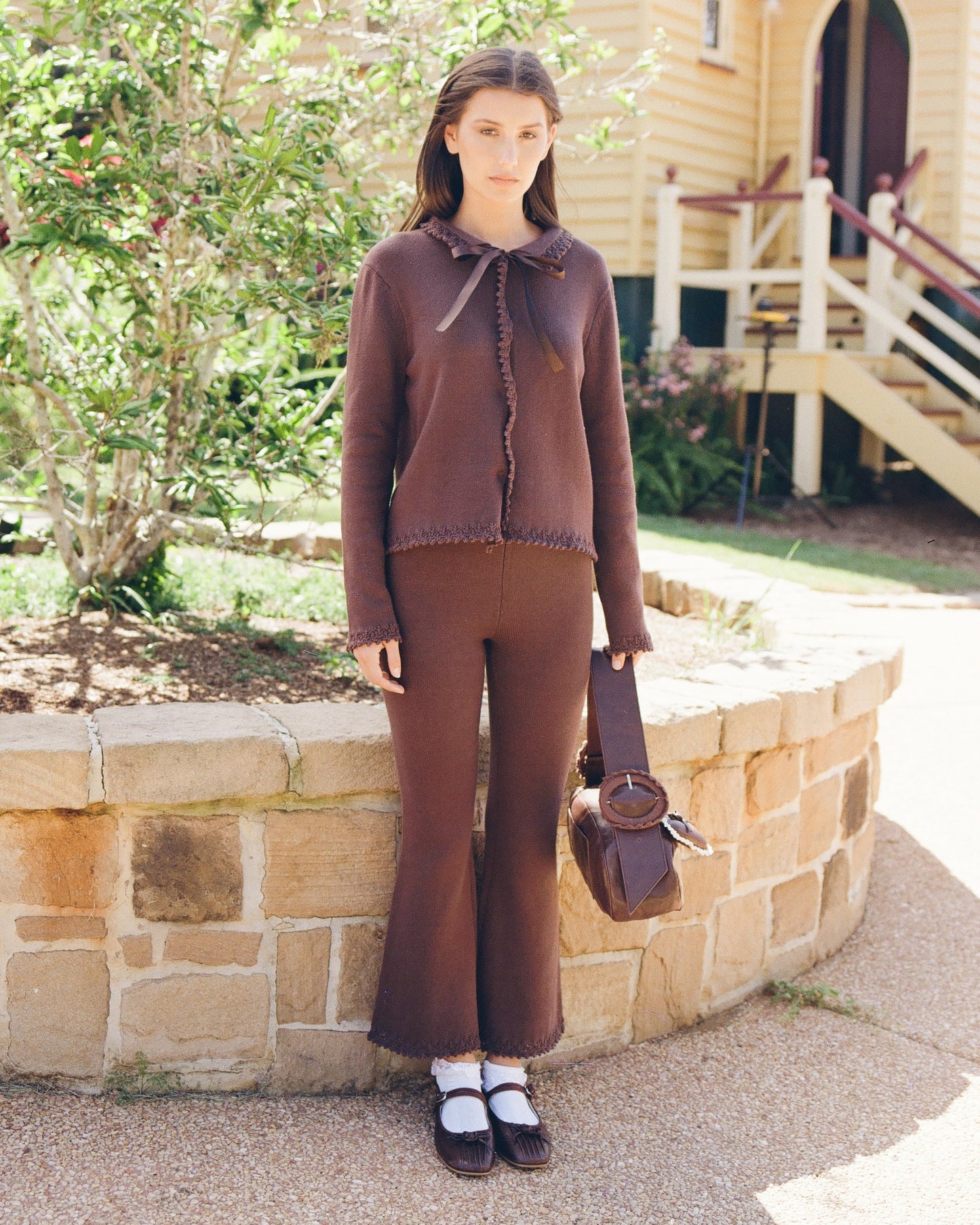 Lace Knit Pant - Earth