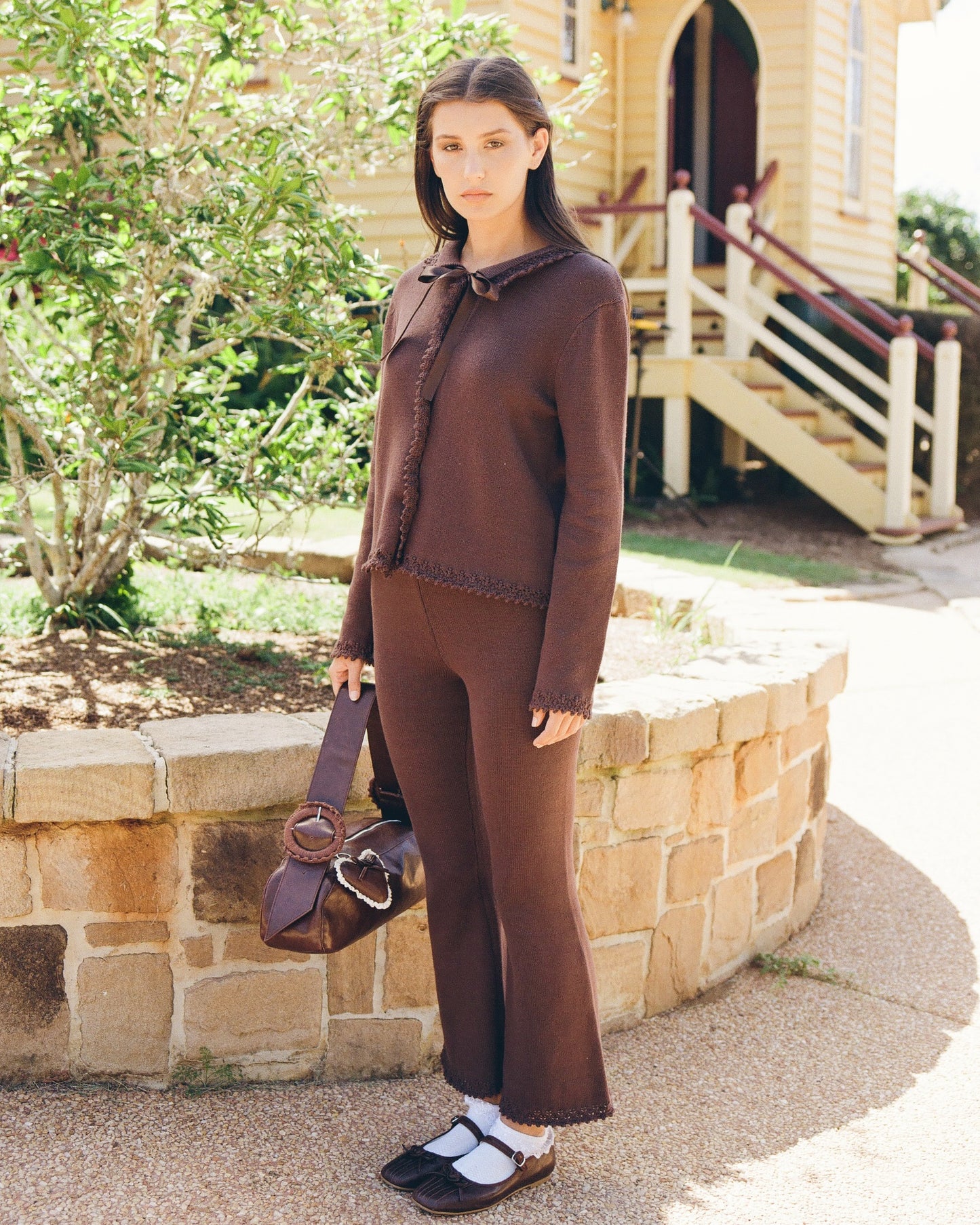 Lace Knit Pant - Earth
