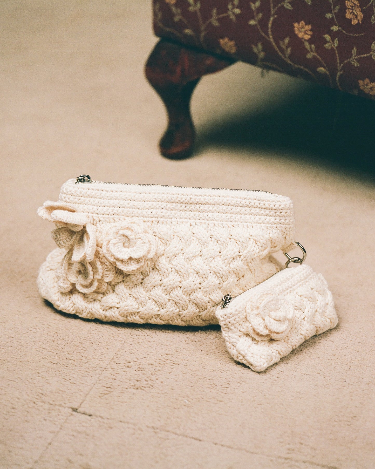 Crochet Garden Keepsake Bag - Porcelain