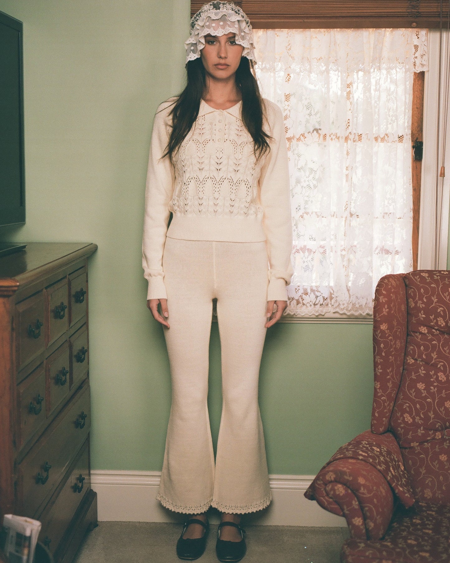 Lace Knit Pant - Porcelain