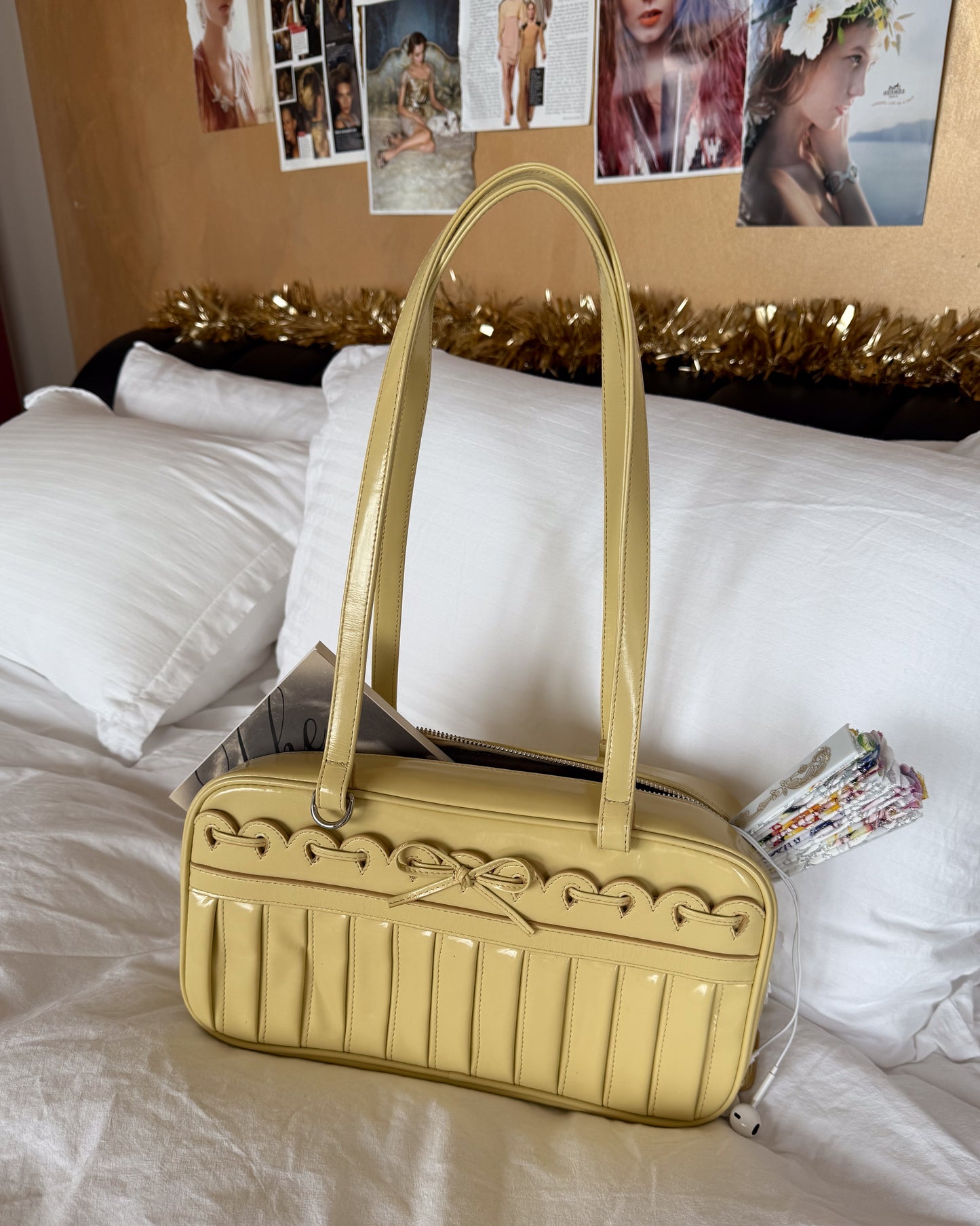 Ribbon Stitch Shoulder Bag - Daffodil