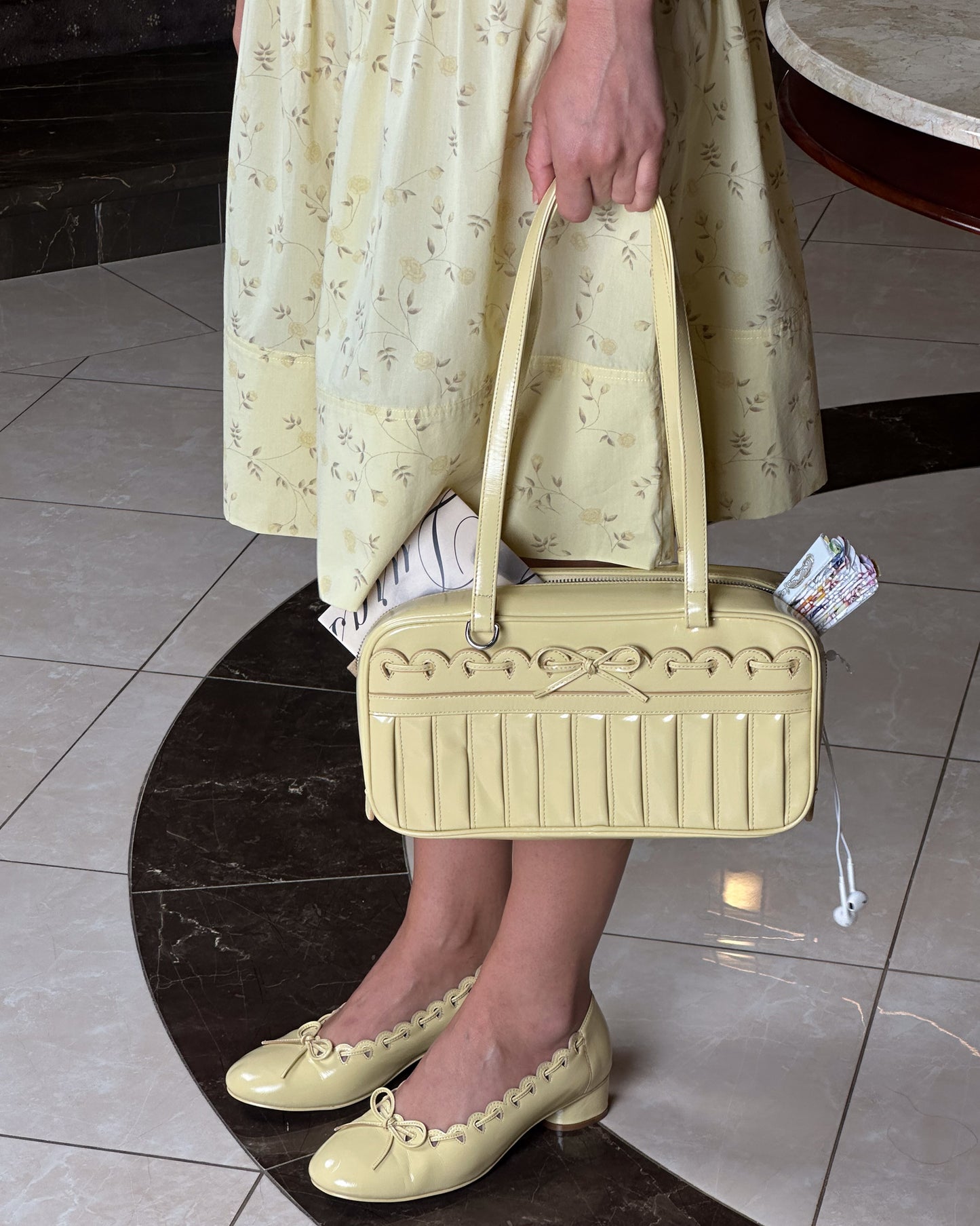 Ribbon Stitch Ballet Pumps - Daffodil