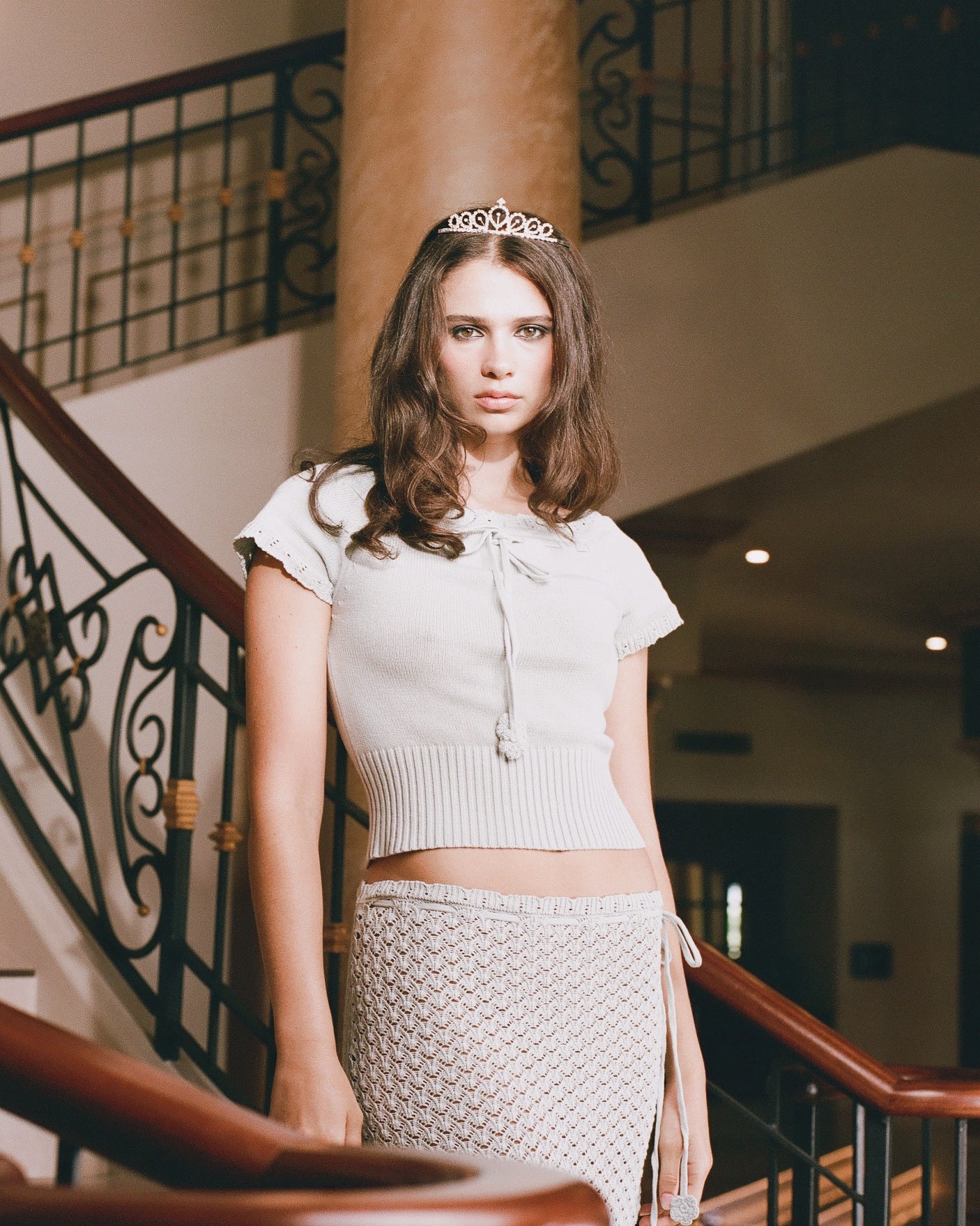 Laceweave Off-shoulder Top - Mint