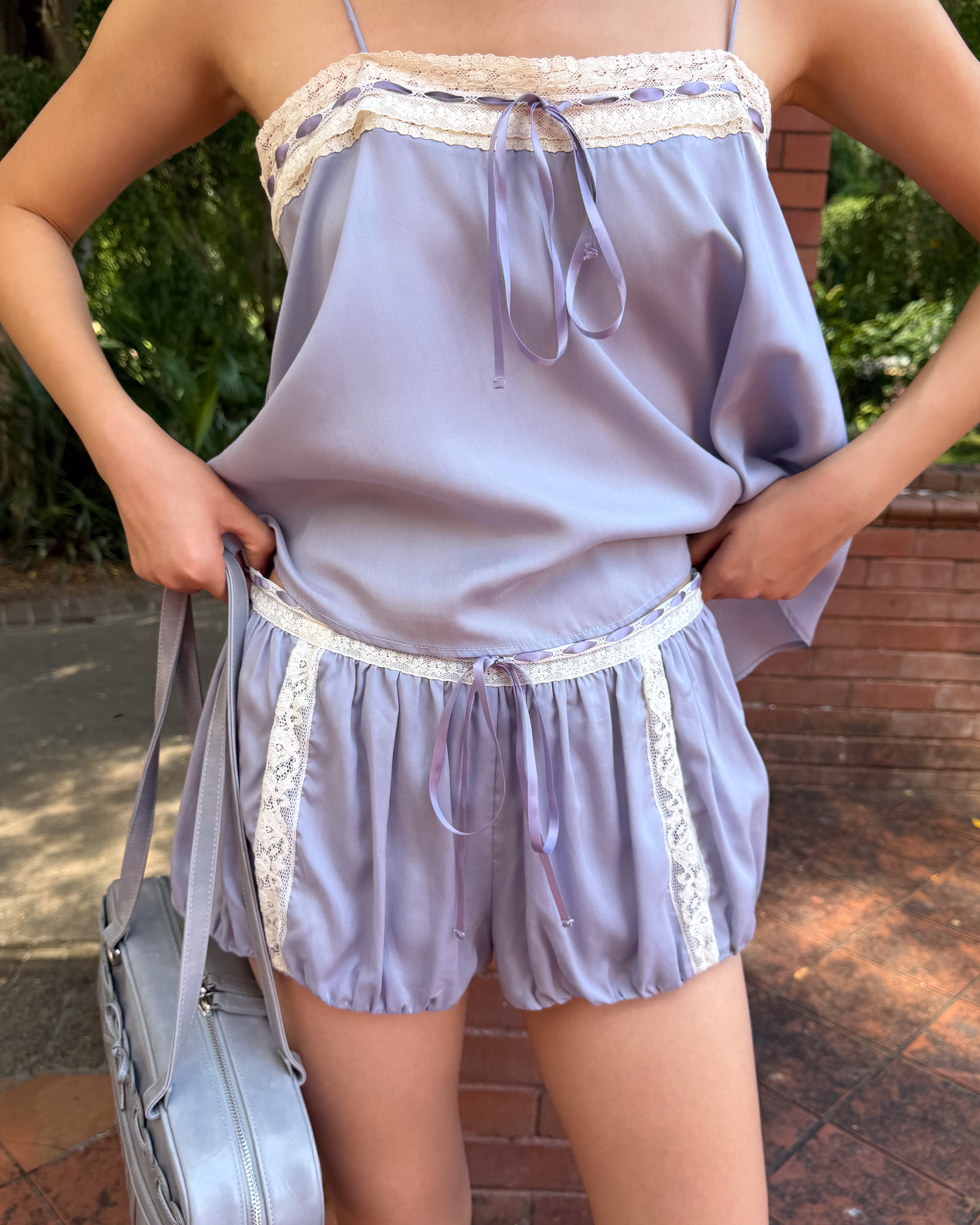 Tops: Lace Ribbon Cami - wisteria - My mum made it – MY MUM MADE IT