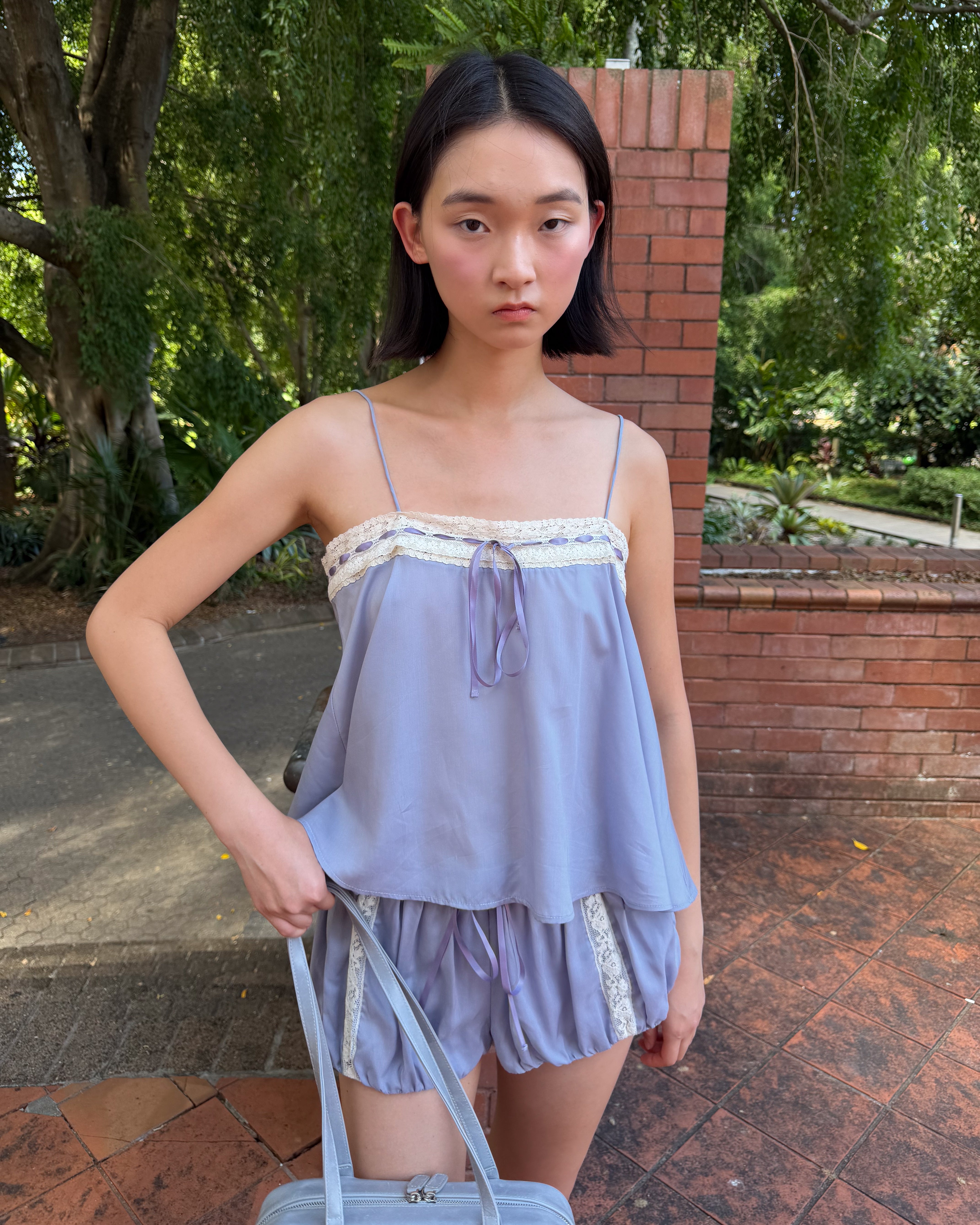 Tops: Lace Ribbon Cami - wisteria - My mum made it – MY MUM MADE IT