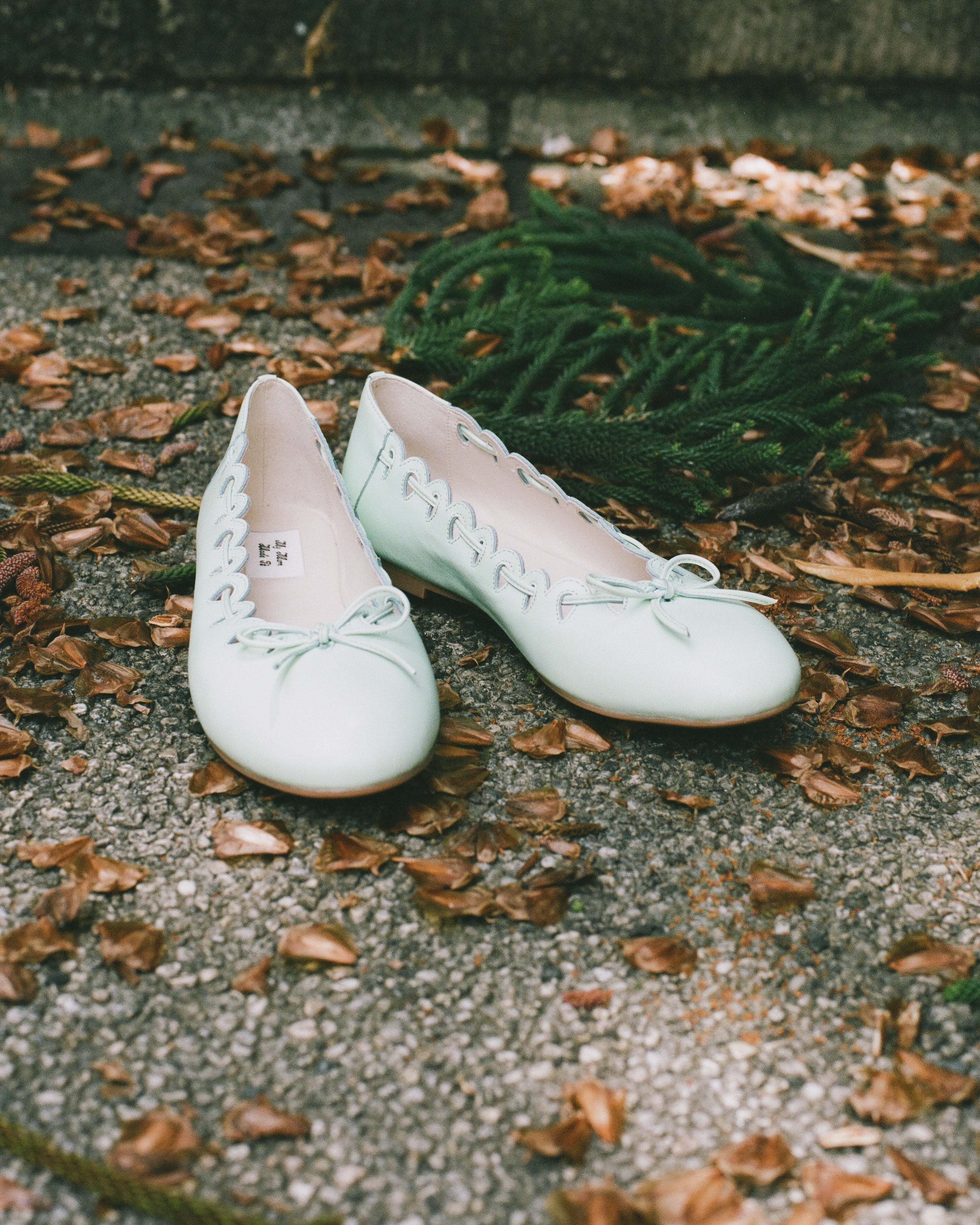 Shoes: Ribbon Stitch Ballet Flats - Mint - My mum made it – MY MUM