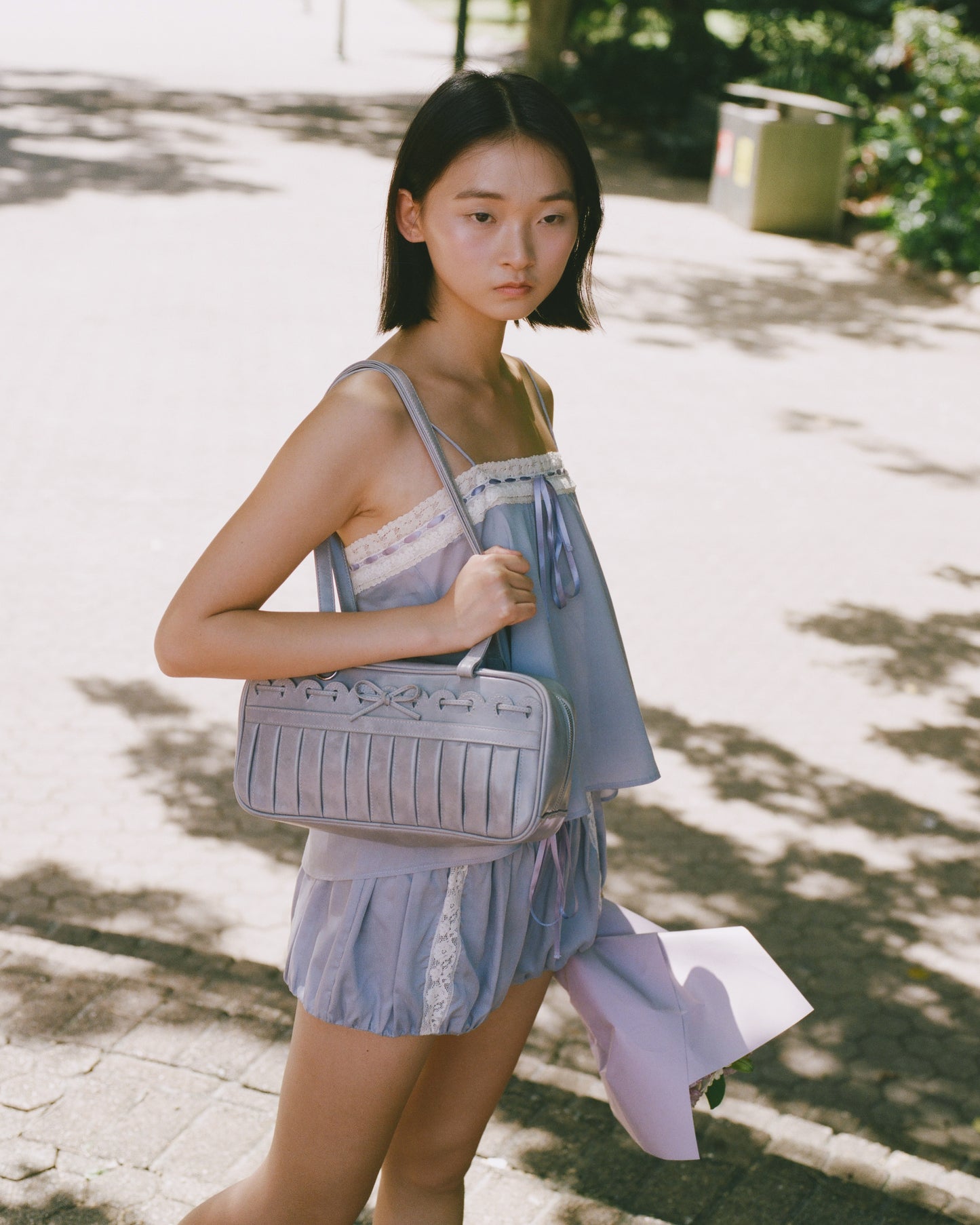 Ribbon Stitch Shoulder Bag - Wisteria