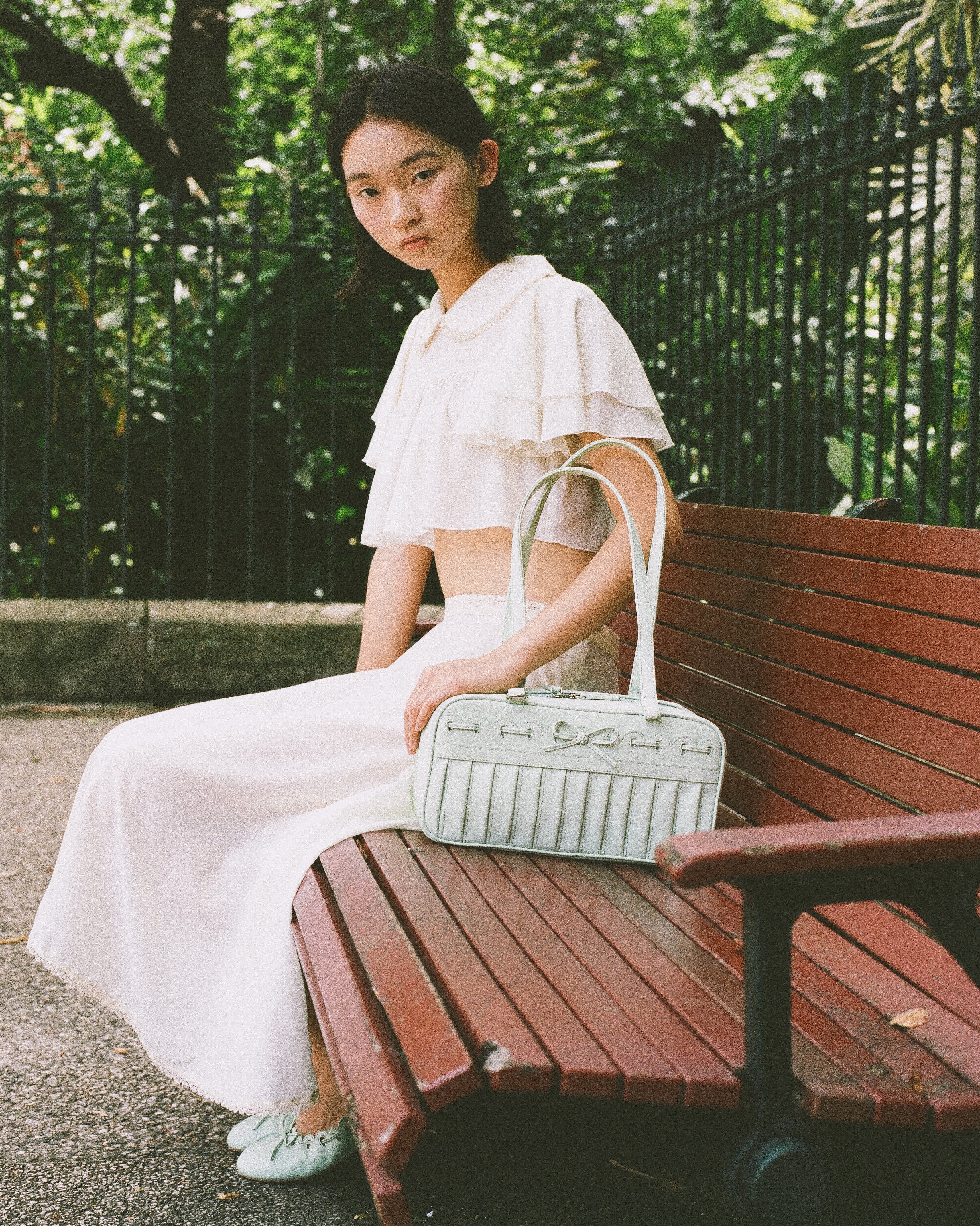 Bags: Ribbon Stitch Shoulder Bag - Mint - My mum made it – MY MUM