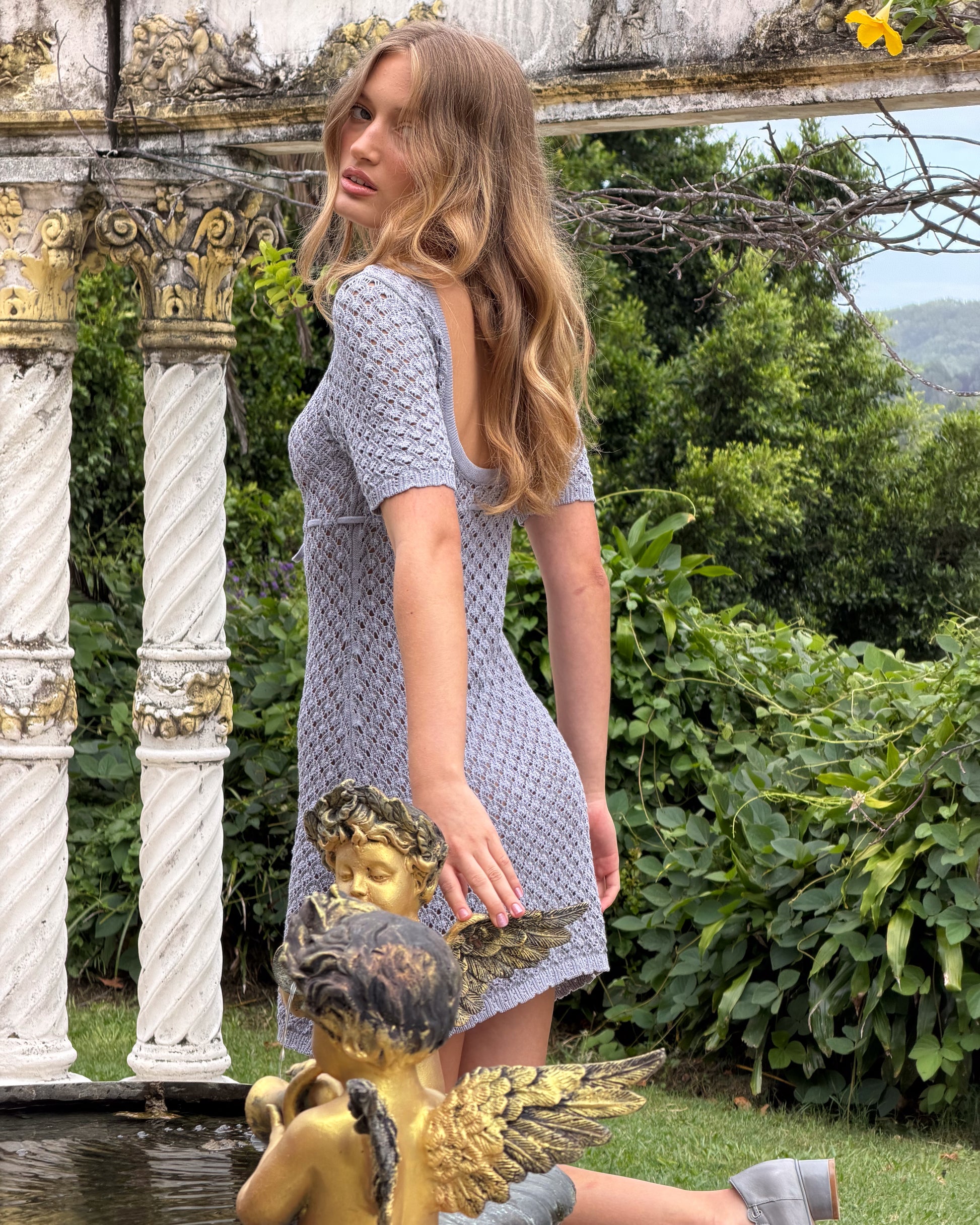 Dresses: Laceweave Knit Dress - Wisteria - My mum made it XS-S