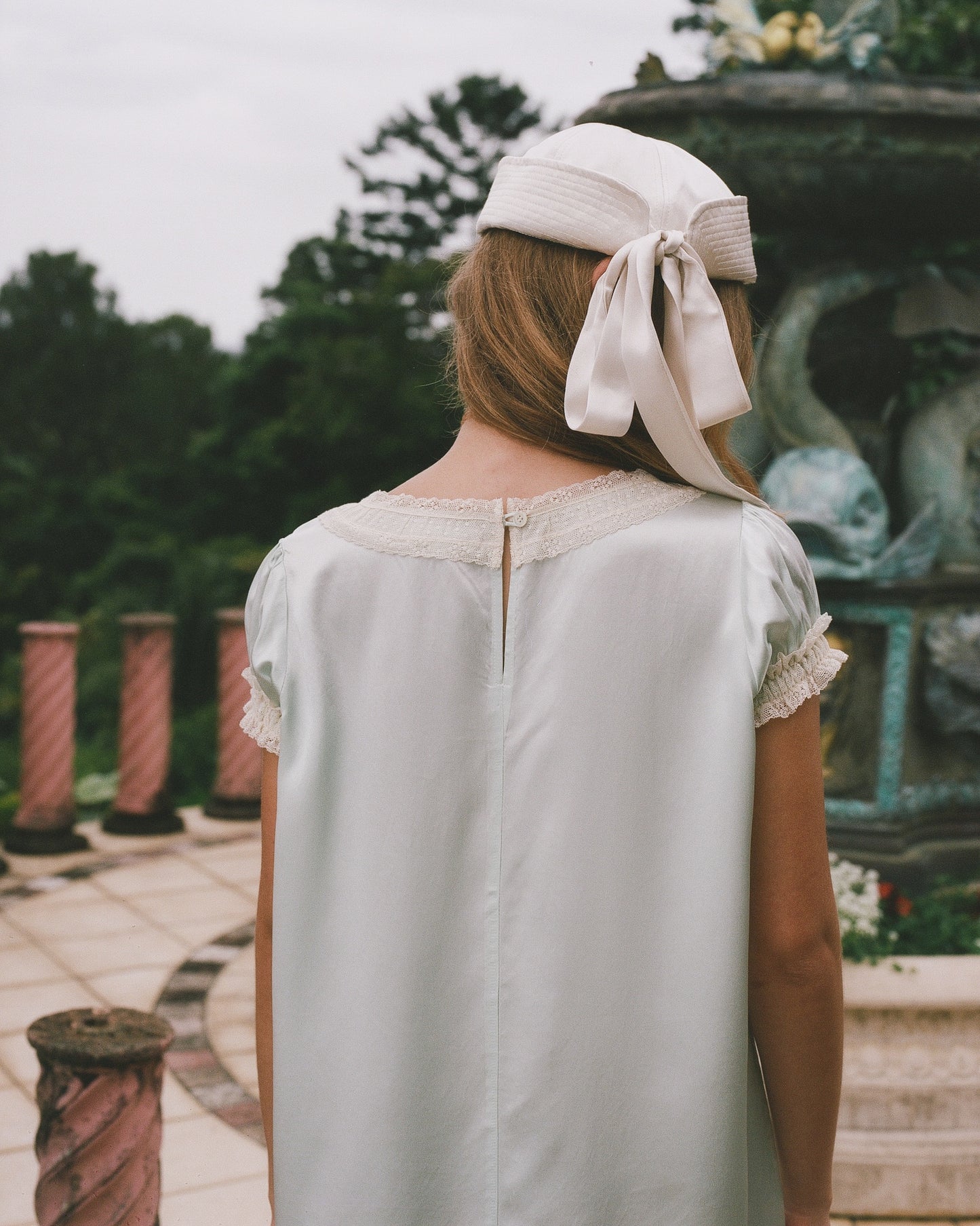 Tie Sailor Hat - White Satin