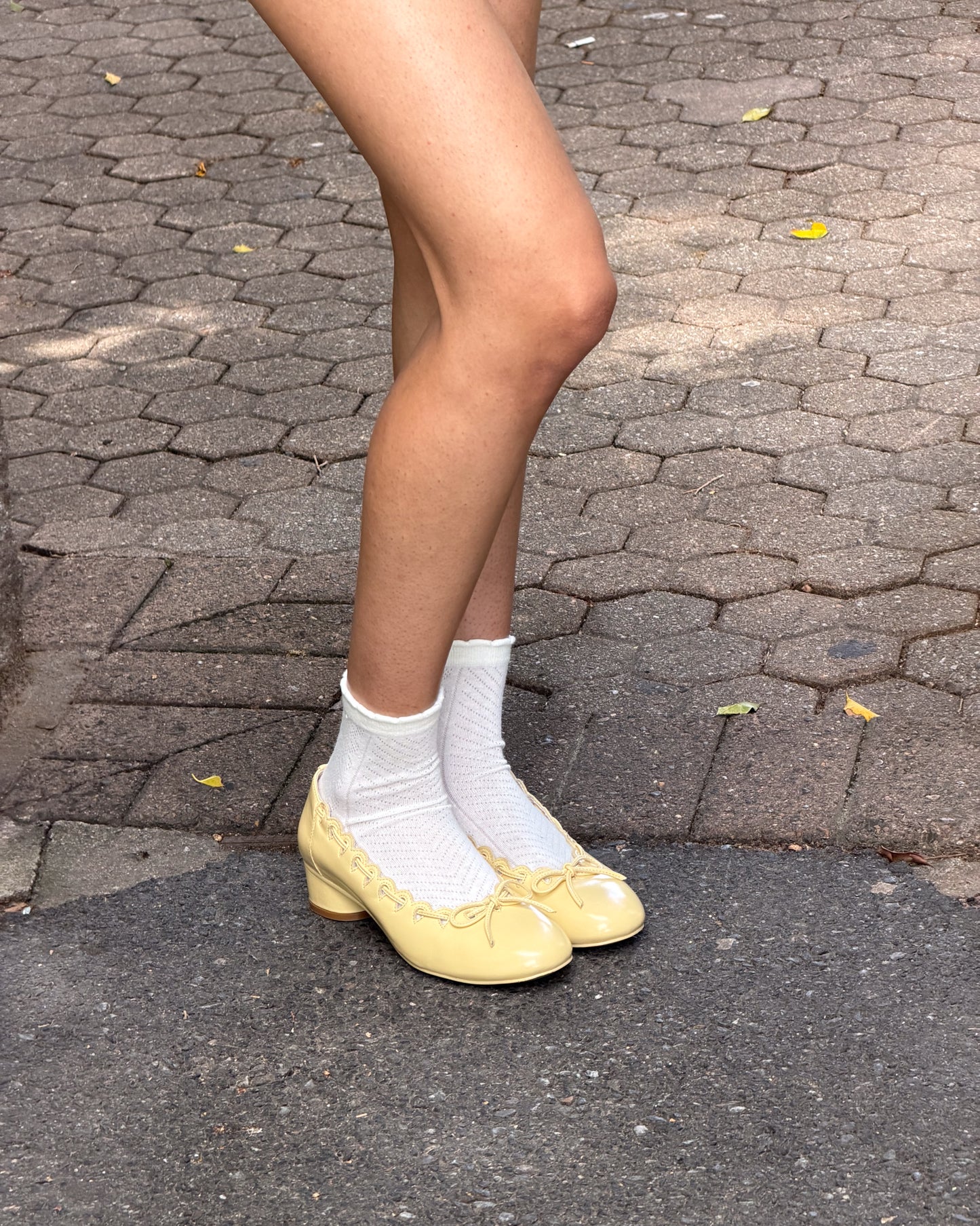 Ribbon Stitch Ballet Pumps - Daffodil
