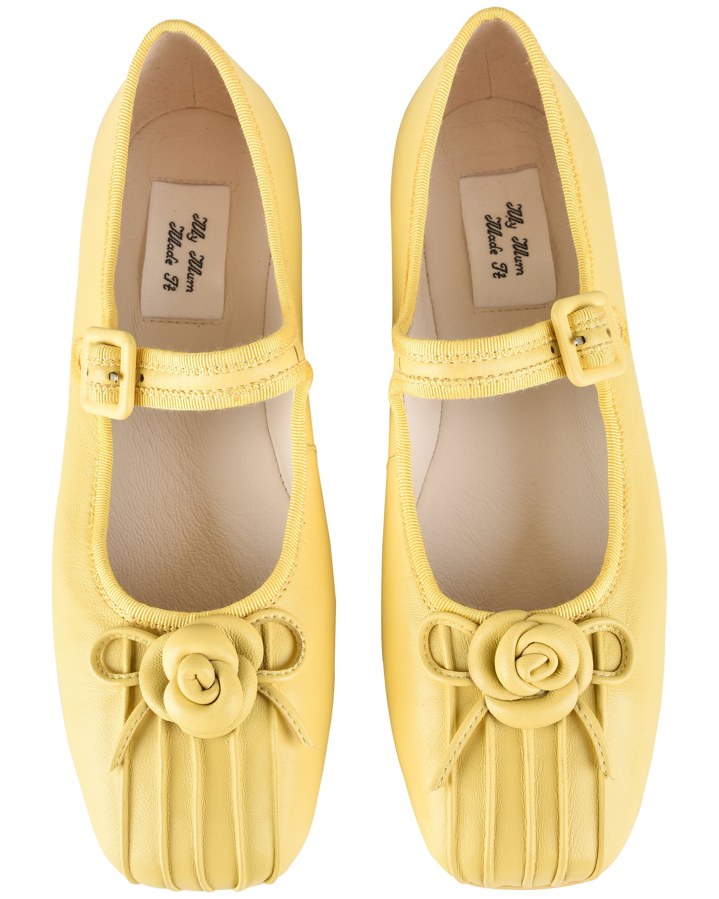 Rosette Leather Mary Janes - Marigold