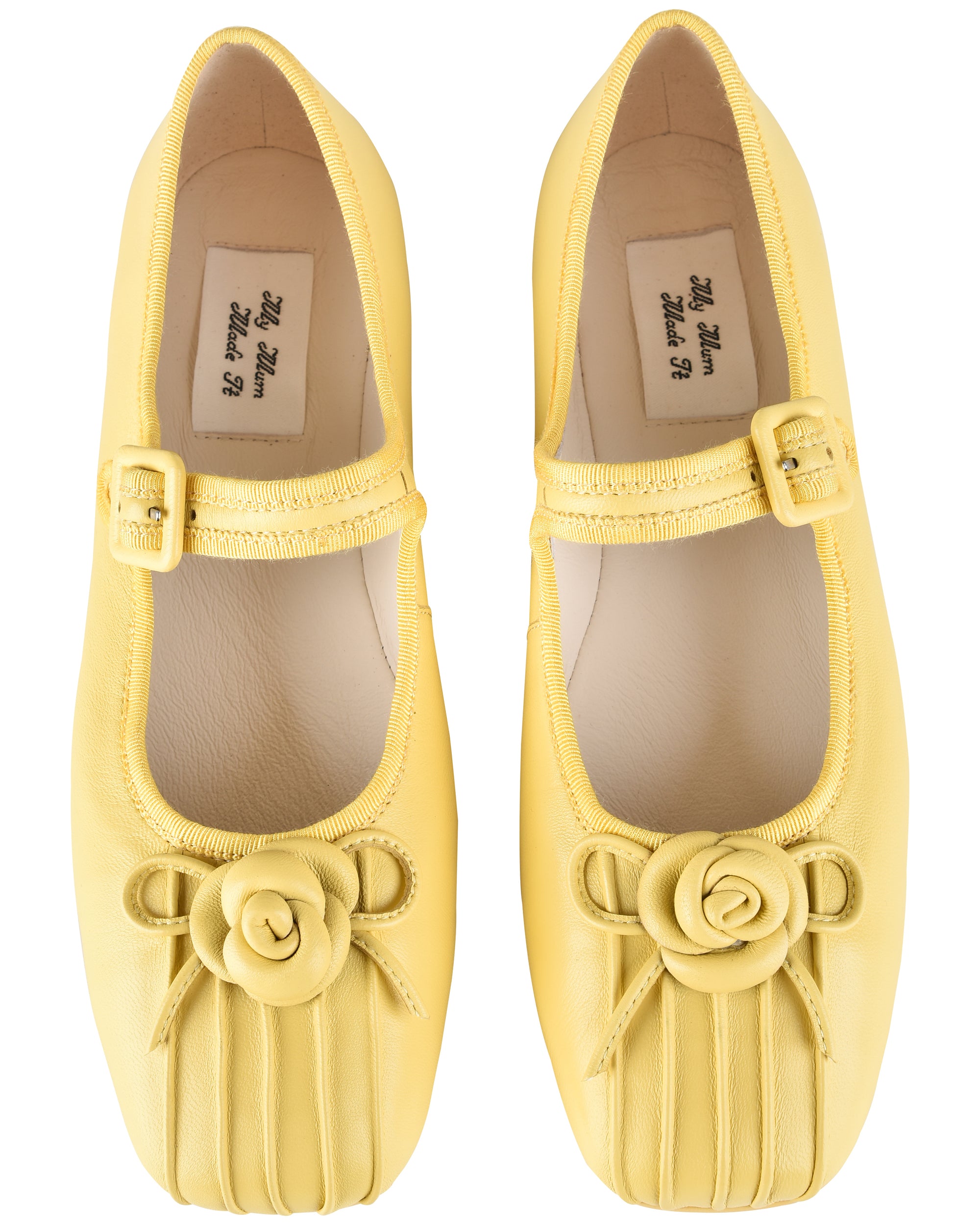 Rosette Leather Mary Janes - Marigold