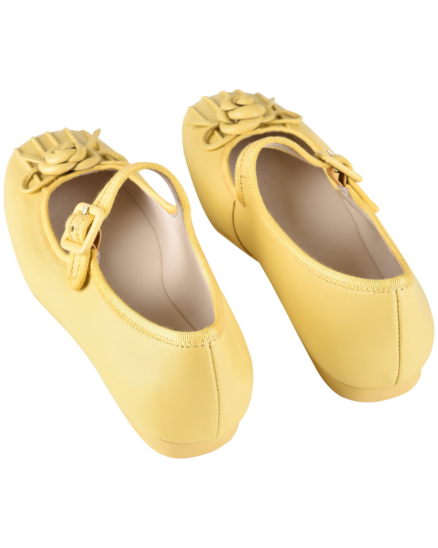 Rosette Leather Mary Janes - Marigold