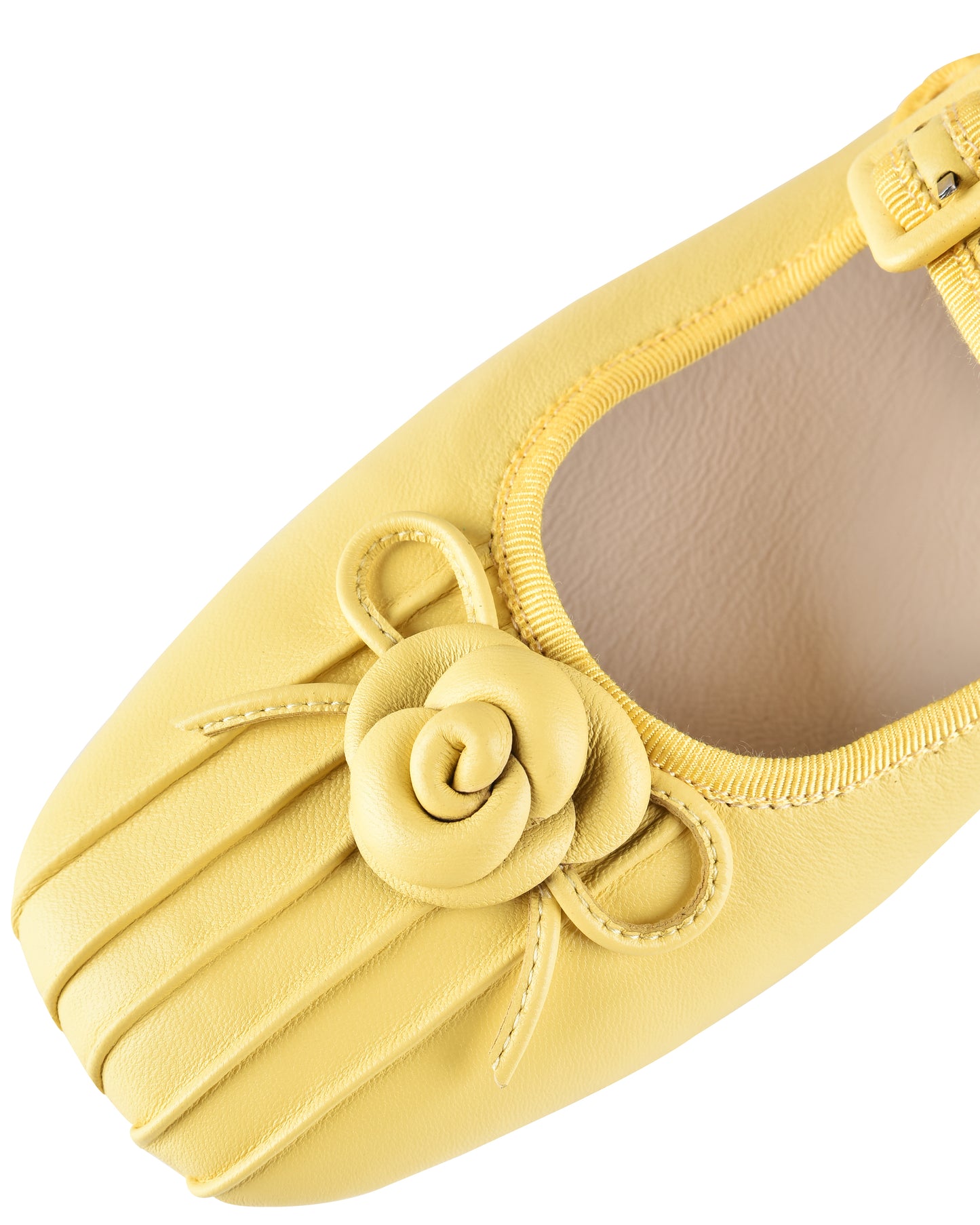 Rosette Leather Mary Janes - Marigold