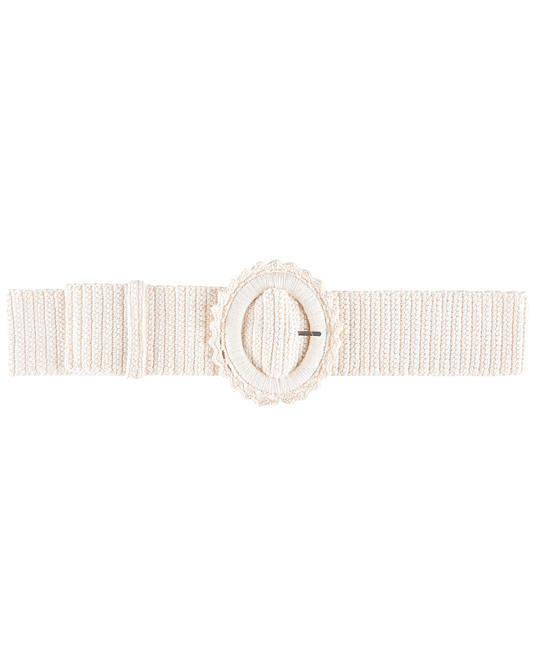 Hand Crochet Buckle Belt - Porcelain