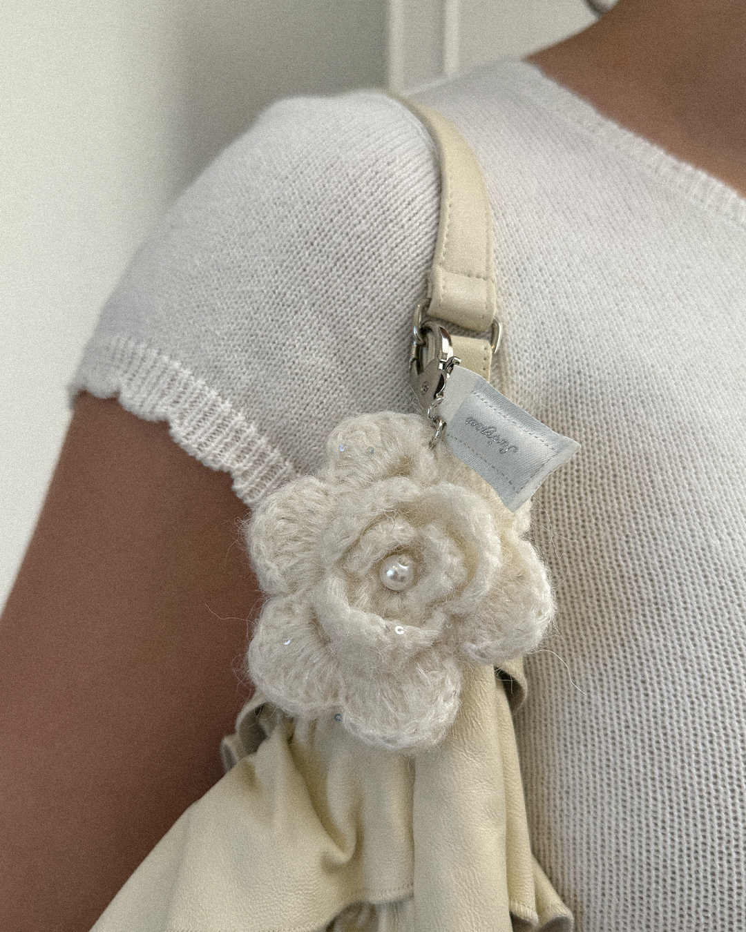 My Mum Made It - Crochet Pearl Flower Key Ring