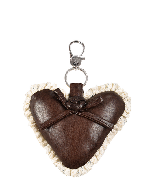 Rosette Heart Keychain - Saddle