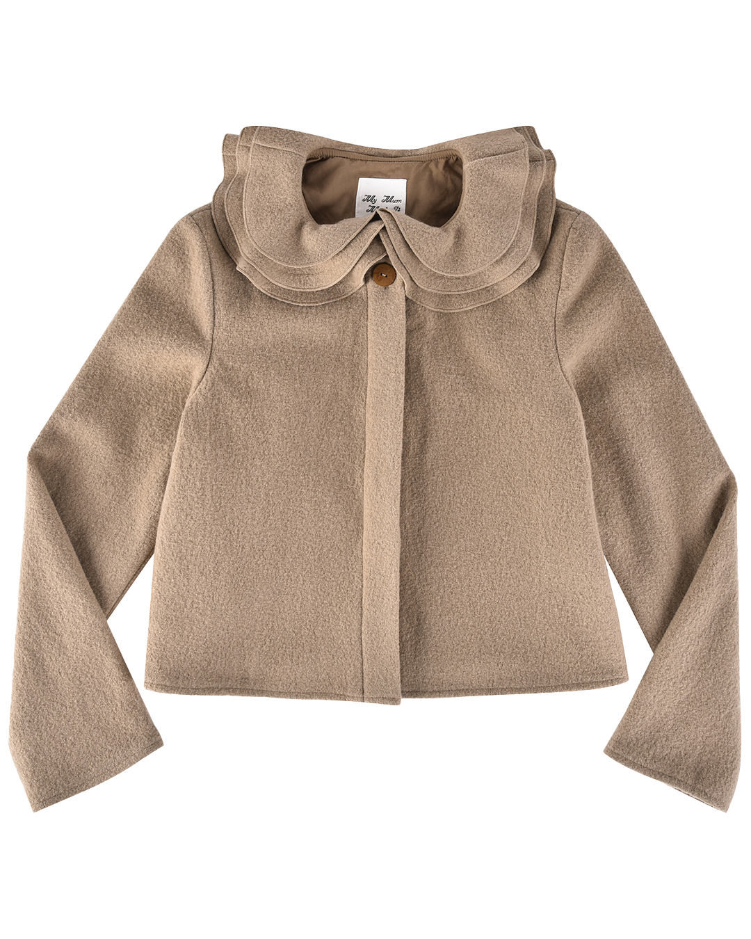 Wool Frill Neck Jacket Fawn