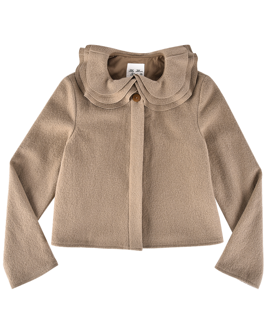 Wool Frill Neck Jacket - Fawn