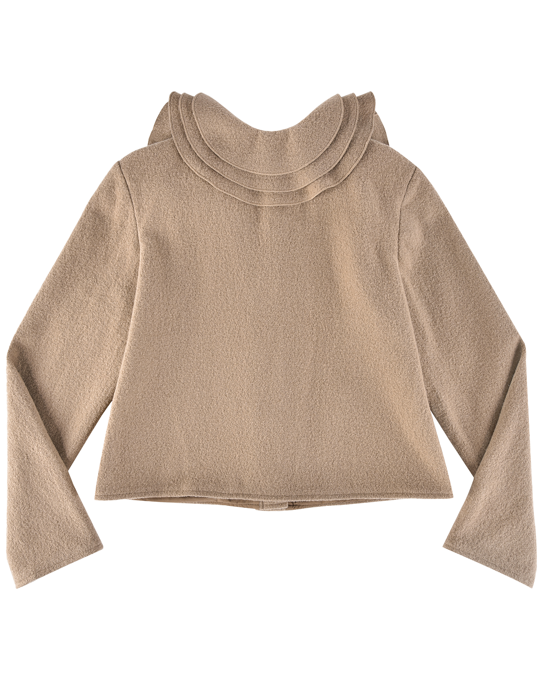 Wool Frill Neck Jacket - Fawn
