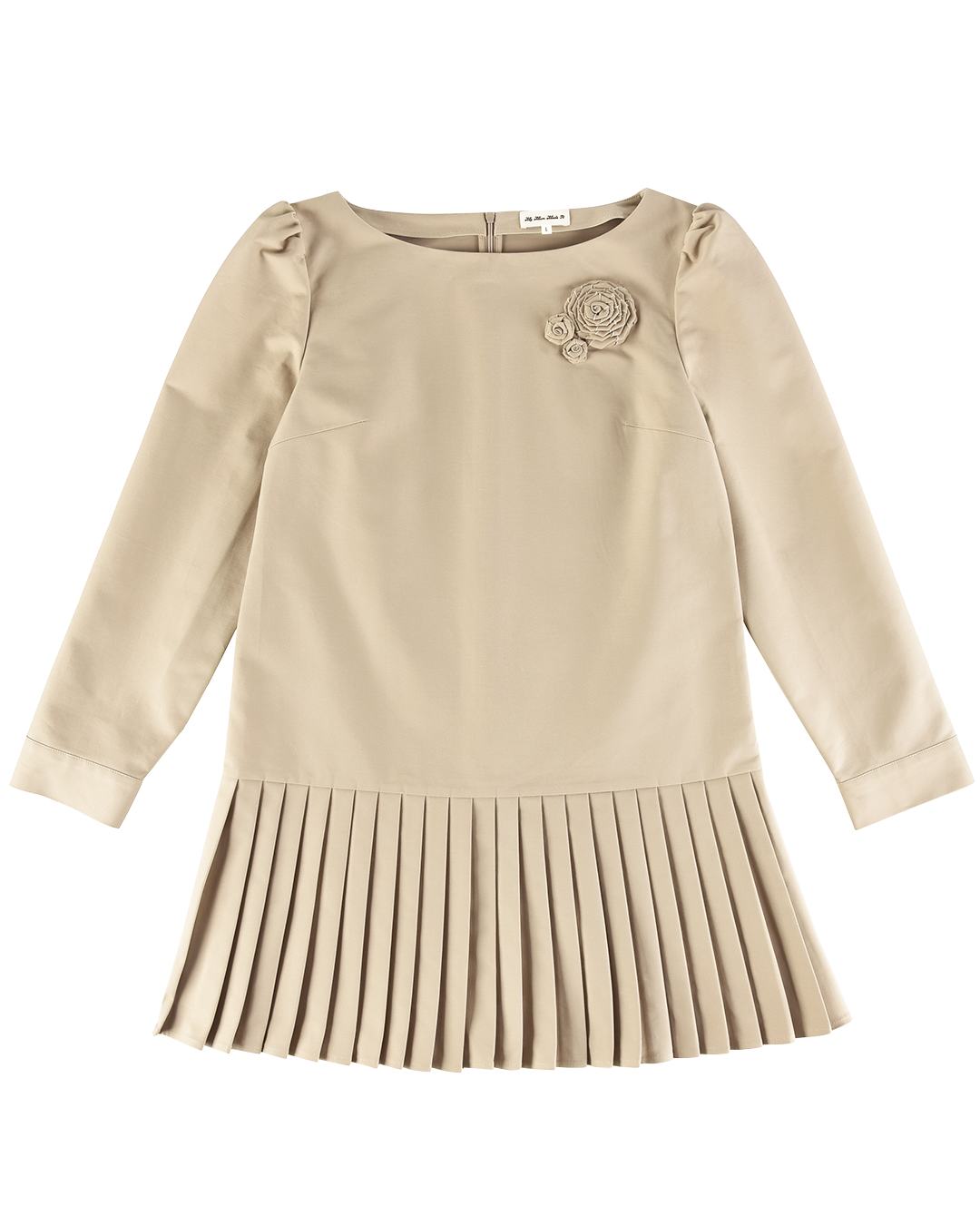 Dropwaist Pleat Dress Fawn