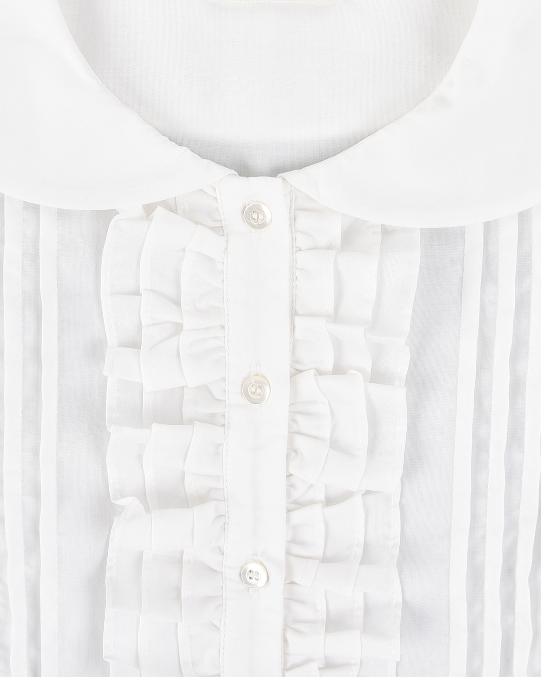Ruffle Placket Mini Dress - White
