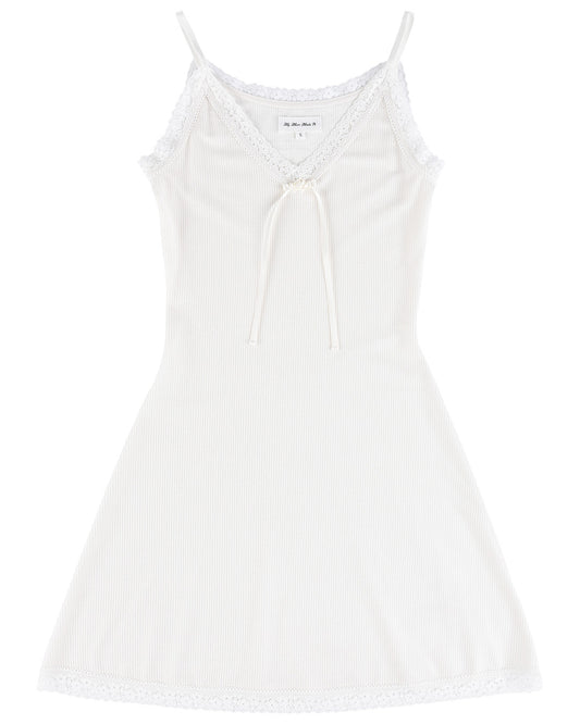 Lisse Rib Camisole Dress - White
