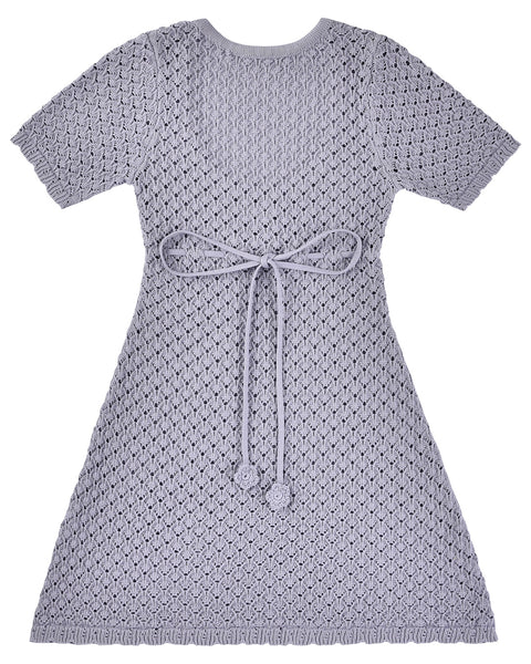 Dresses: Laceweave Knit Dress - Wisteria