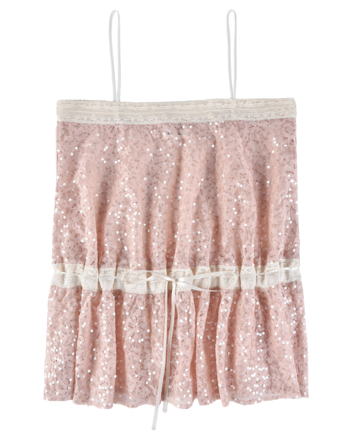 Lace Ribbon Dress - Pink Glimmer