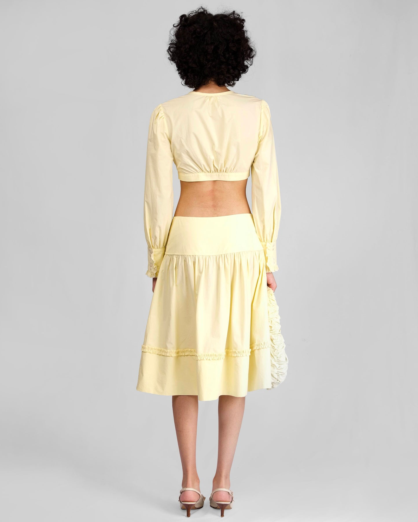 Ruche Button Midi Skirt - Citrine