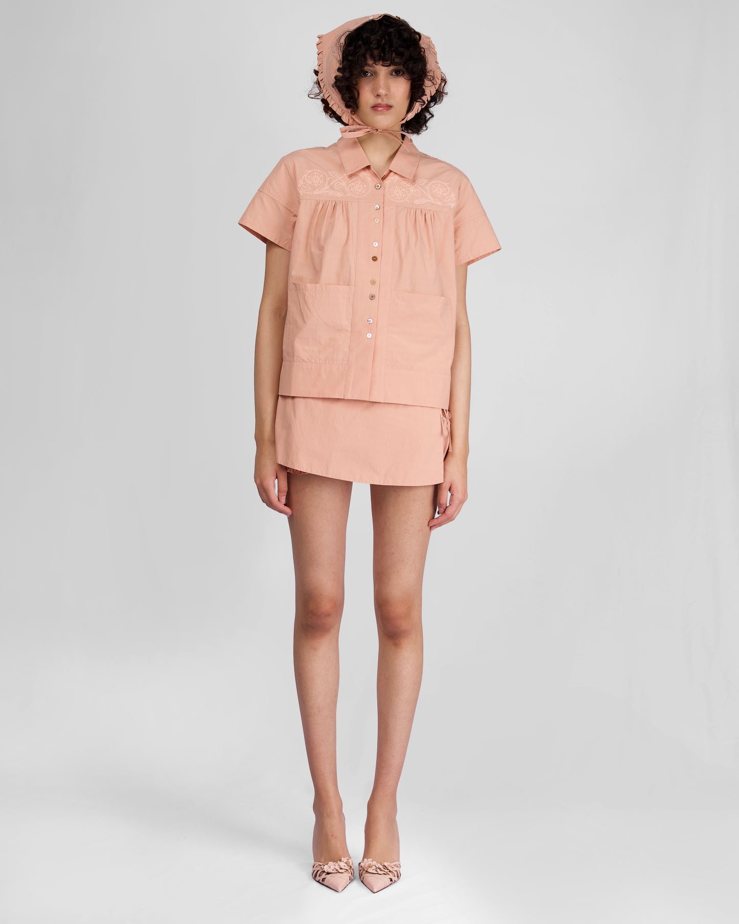 Embroidery Pocket Shirt - Peach