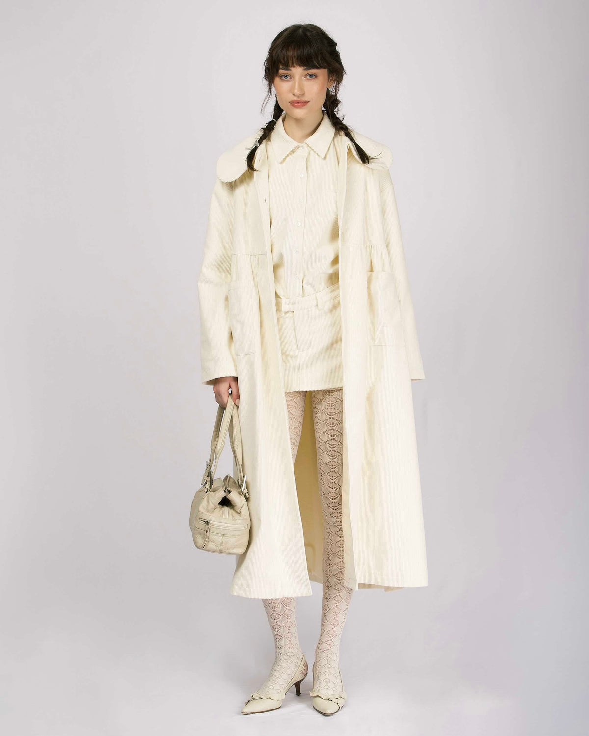 Nina Cord Trench Coat Cream