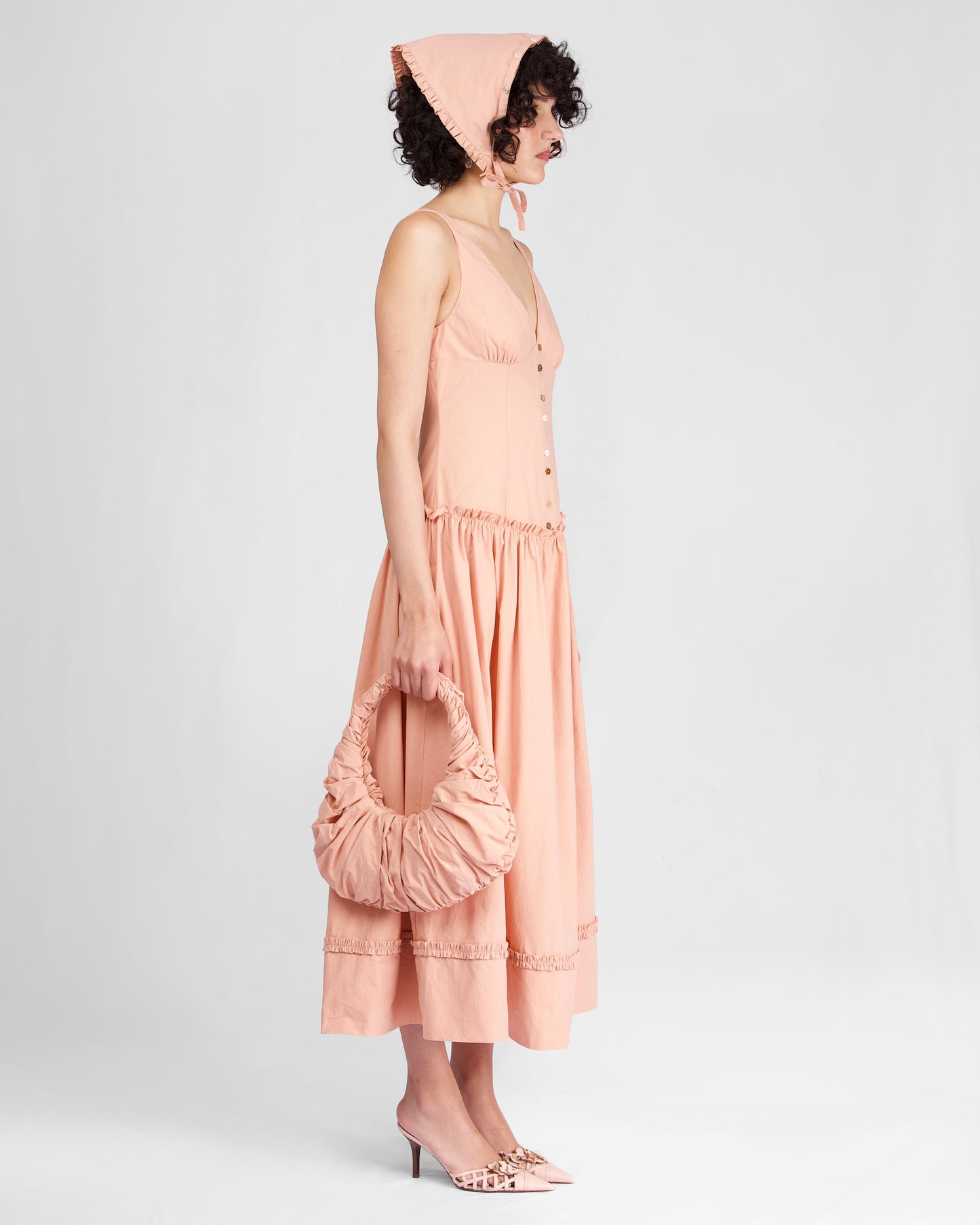 Button Maxi Dress - Peach