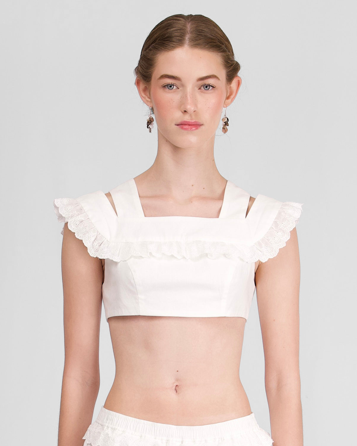 Lace Cut Crop - White