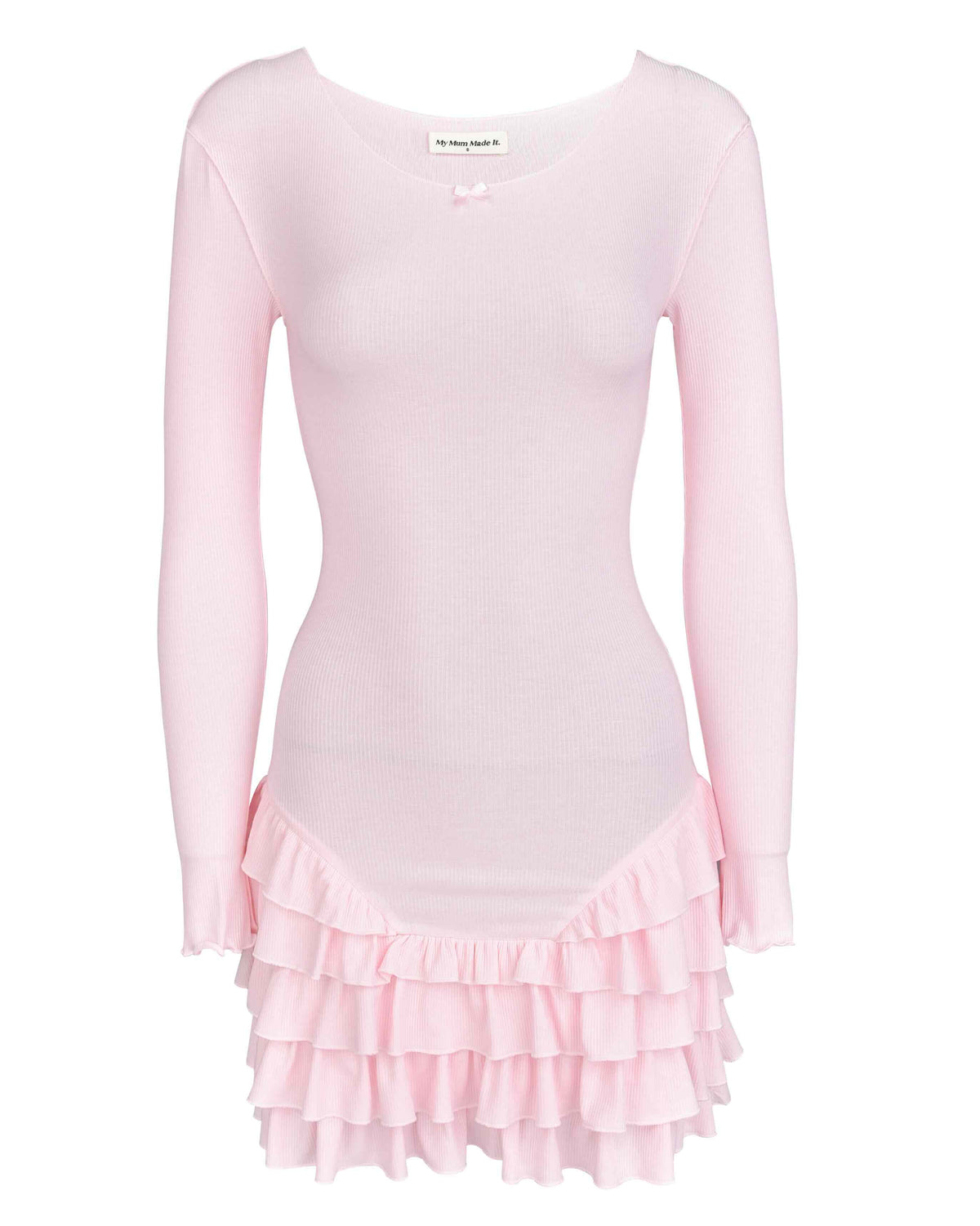 Frill Long Sleeve Dress - Pink