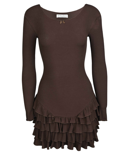 Frill Long Sleeve Dress - Dirt