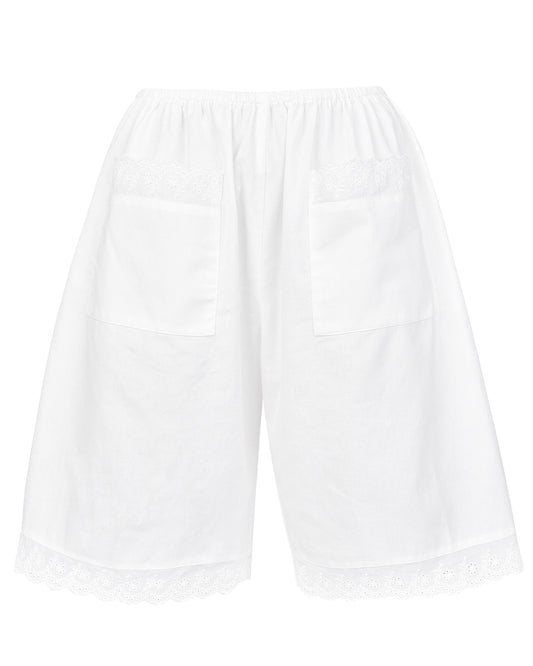 Lace Long Boxer - White