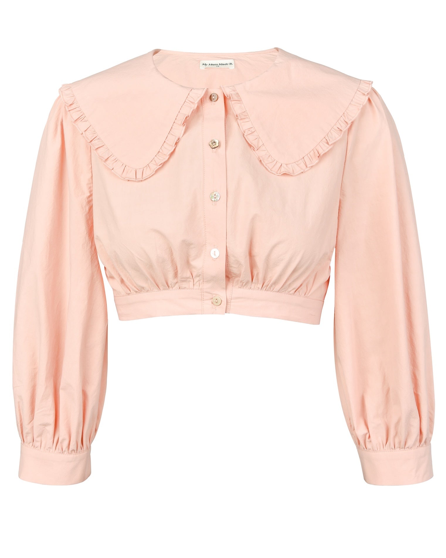 Collar Crop Blouse - Peach
