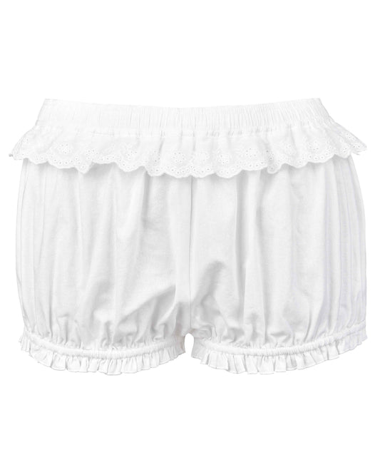 Lace Waist Bloomer Shorts - White