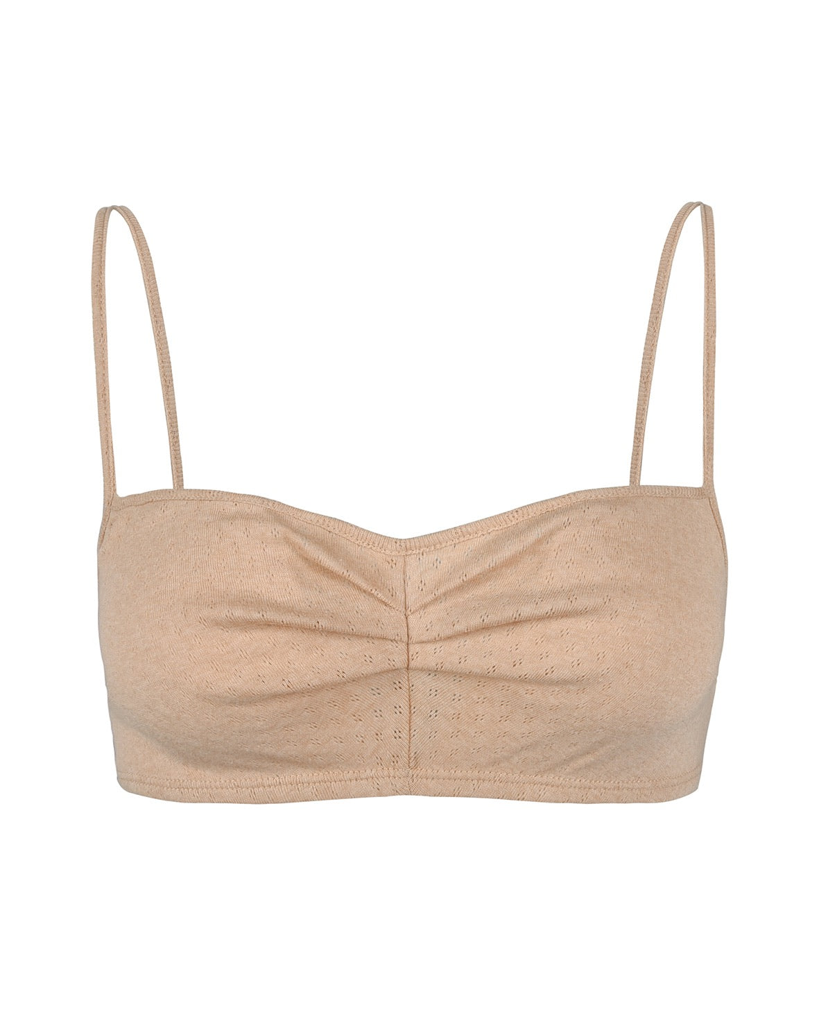 Pointelle Organic Gather Bralette - Peach